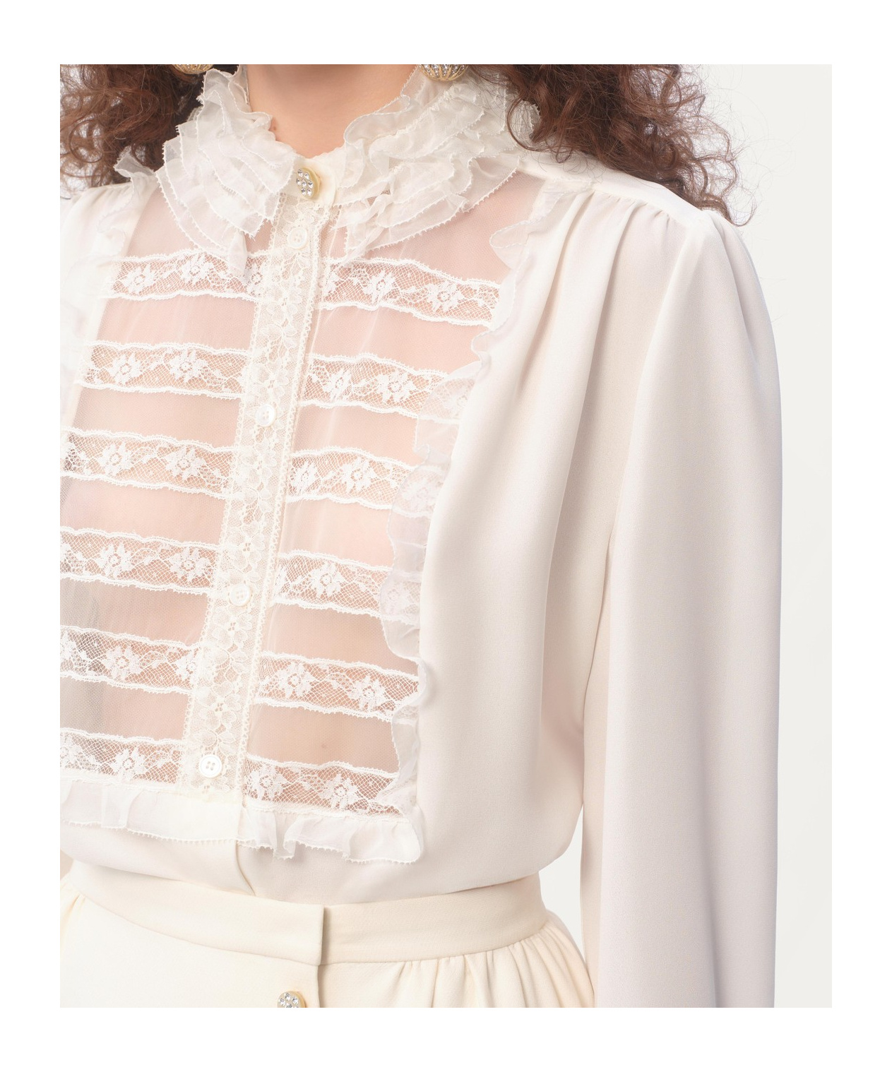 Valentino Bluse Aus Georgette Frau Elfenbein 50 In Ivory