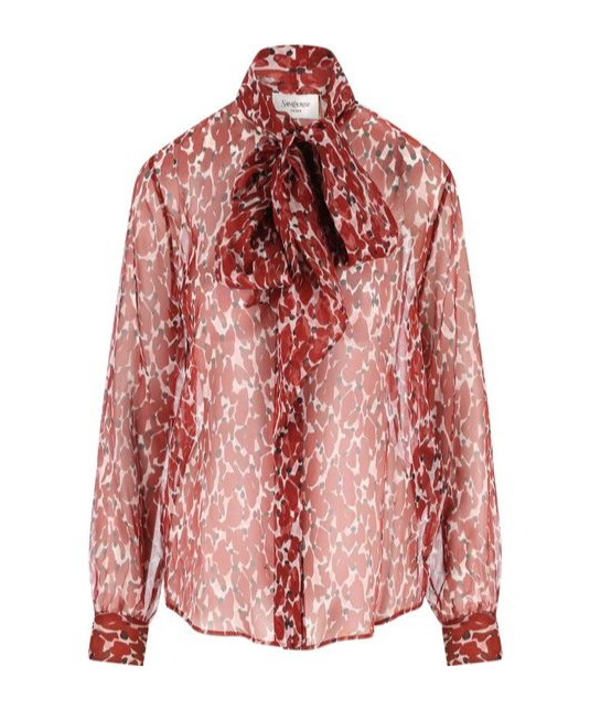 Saint Laurent Abstract-pattern Blouse In Multi