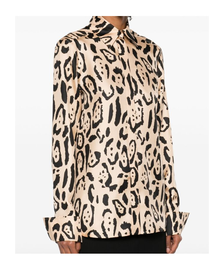 Sportmax Armony Animal Patterned Long-sleeved Shirt In Nude