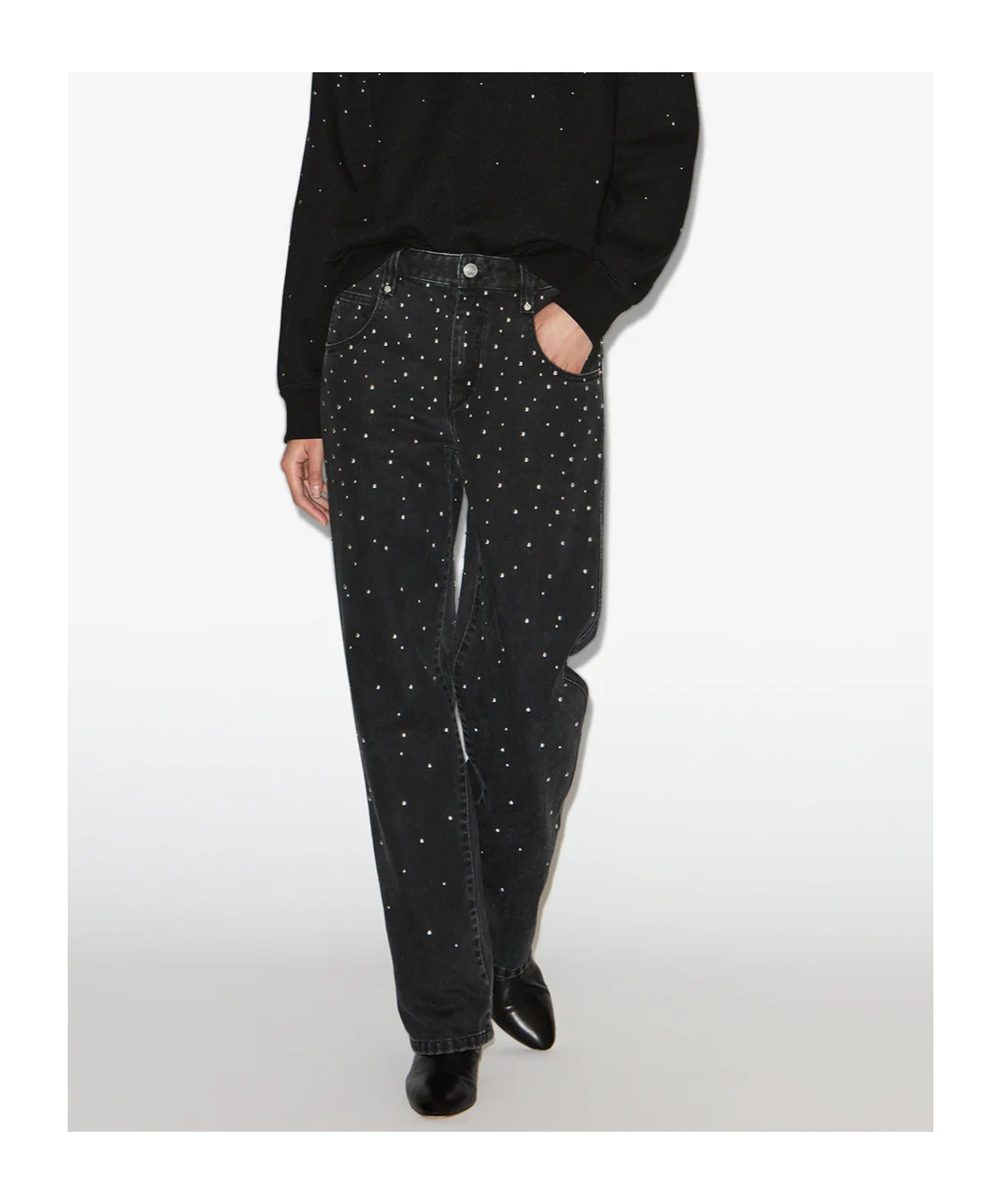 Isabel Marant Étoile Brinsa Gradient-studded Jeans In Black