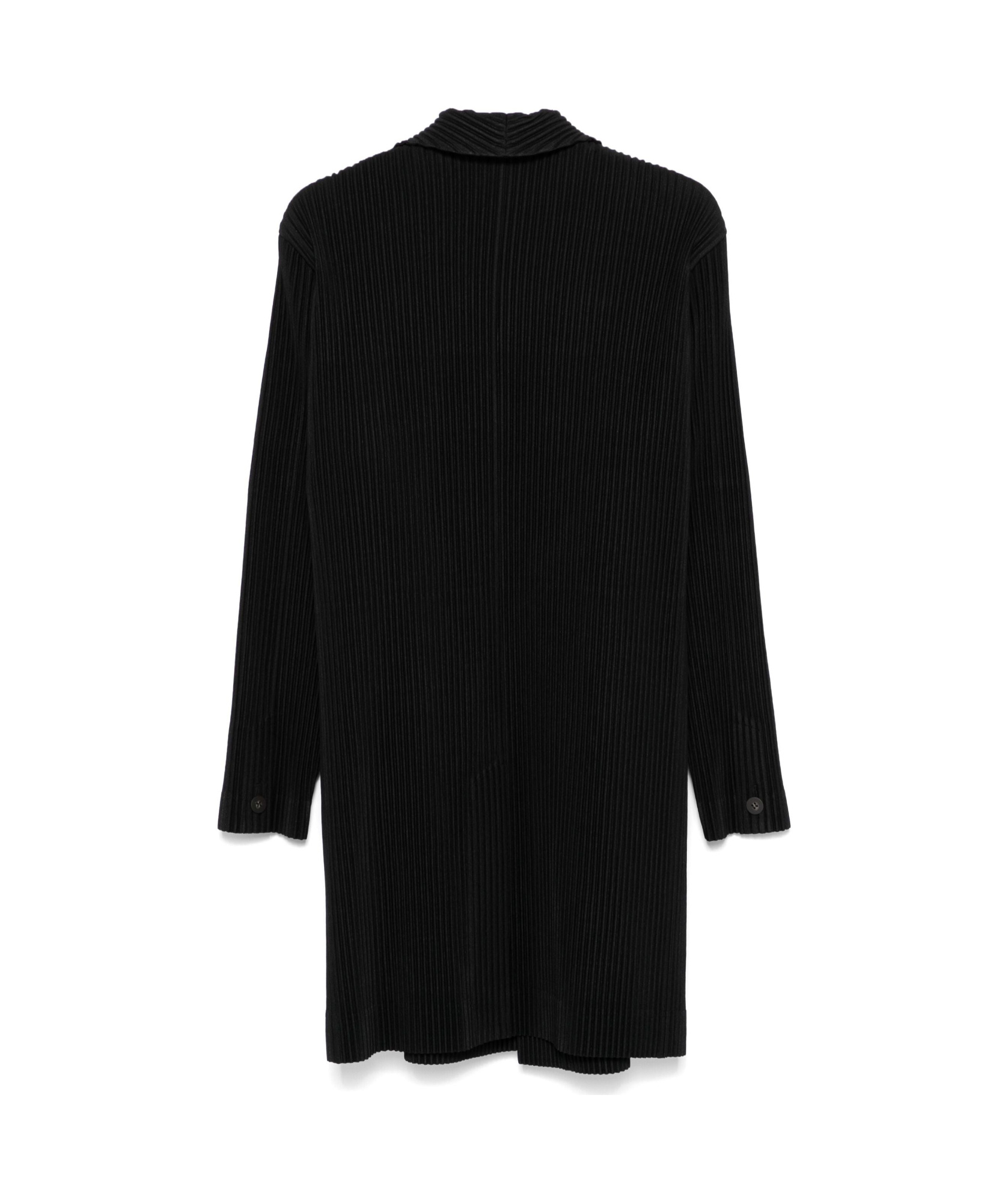 Issey Miyake Pleated Single-breasted Coat In Black