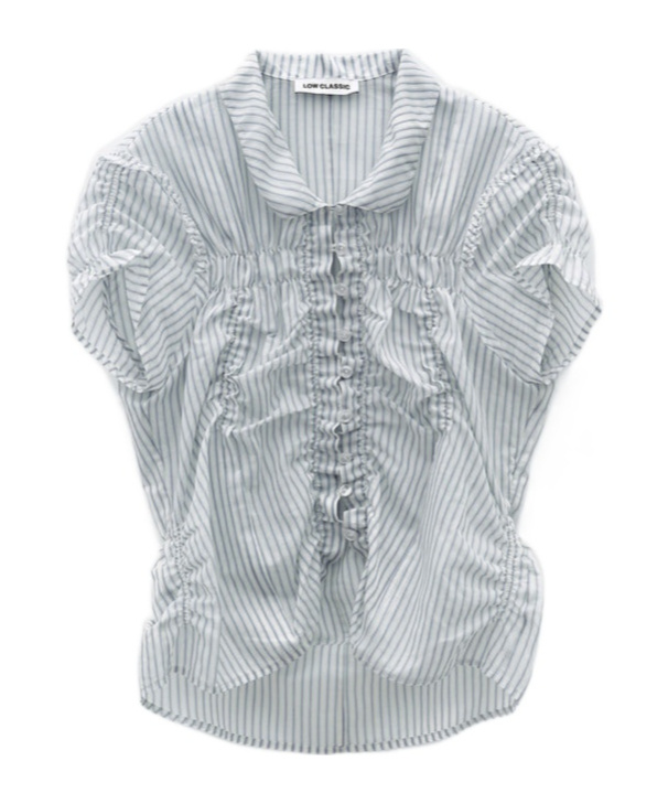 Low Classic Ruffled Striped Shirt In Blue