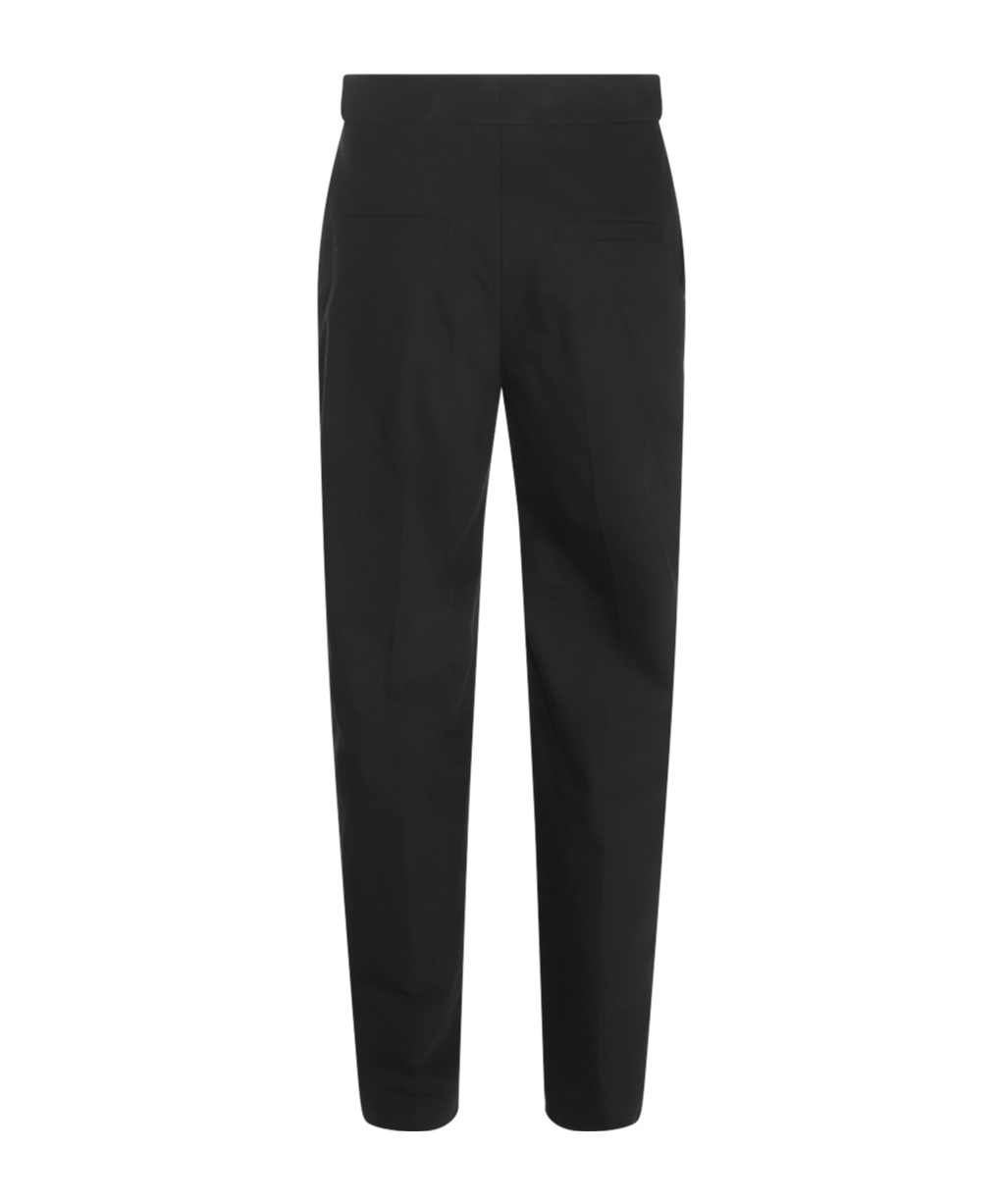 Brunello Cucinelli Wool High Waist Trousers With Bead Detail In Black
