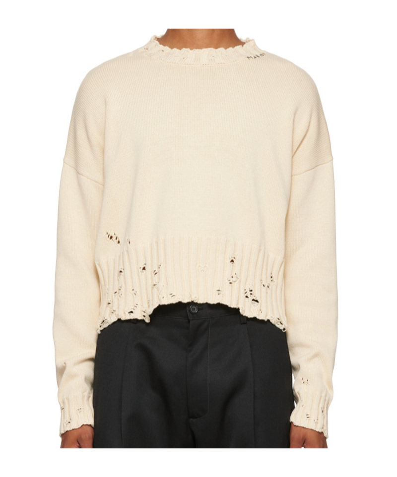 Shop Marni Round Neck Imitation Sweater In Nude