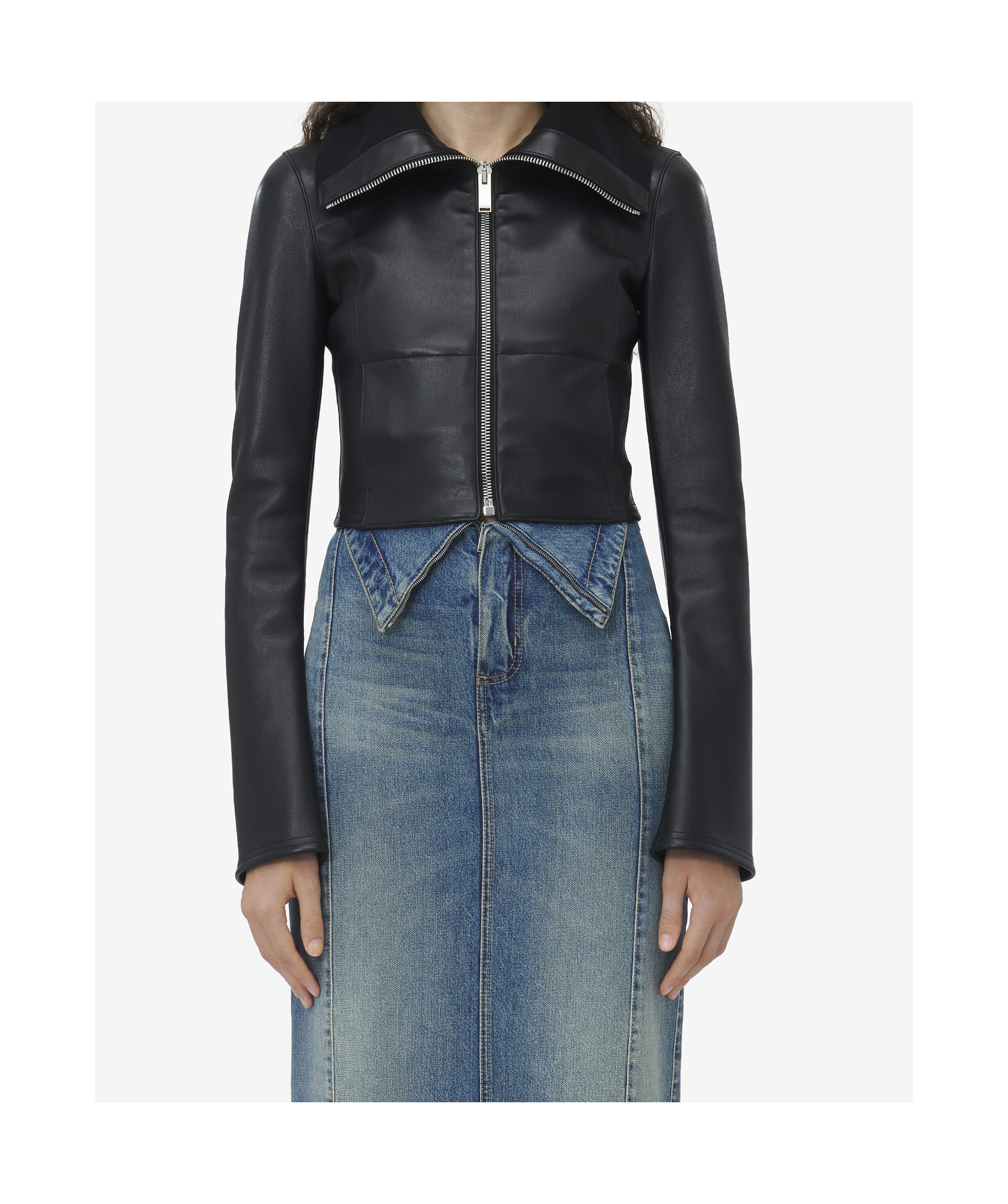 Alexander Mcqueen Folded-collar Leather Jacket In Black