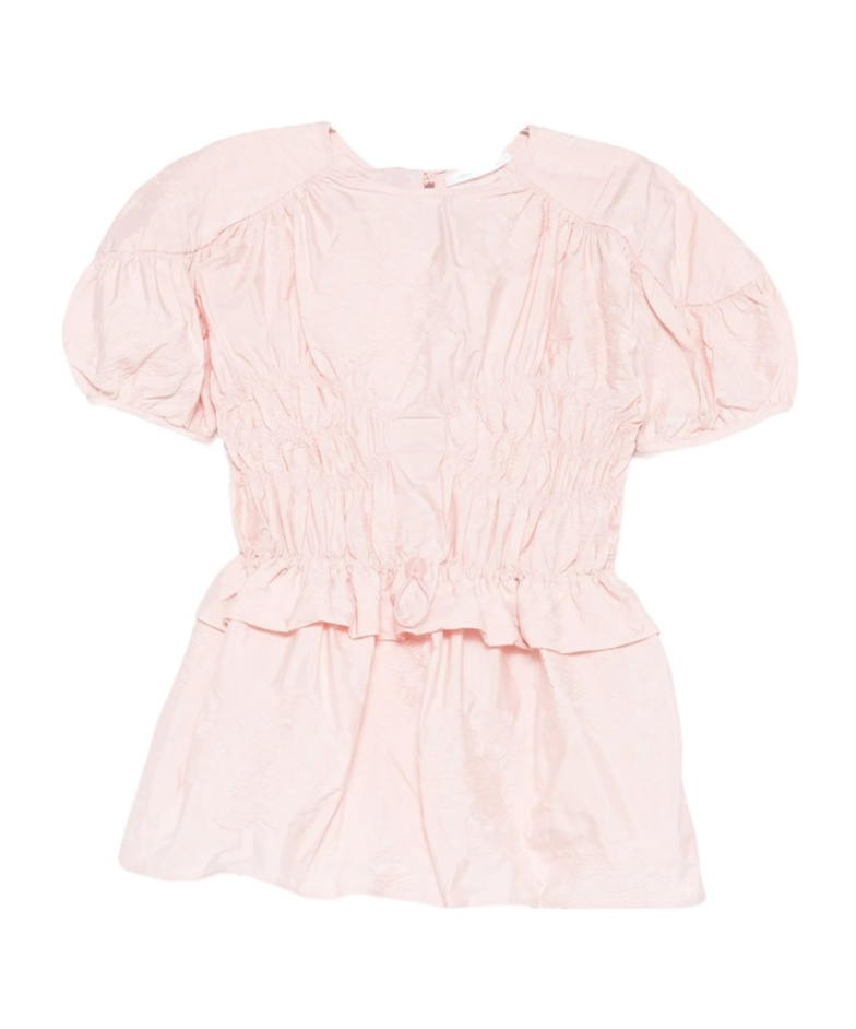 Cecilie Bahnsen Puff-sleeve Ruffled Top In Pink