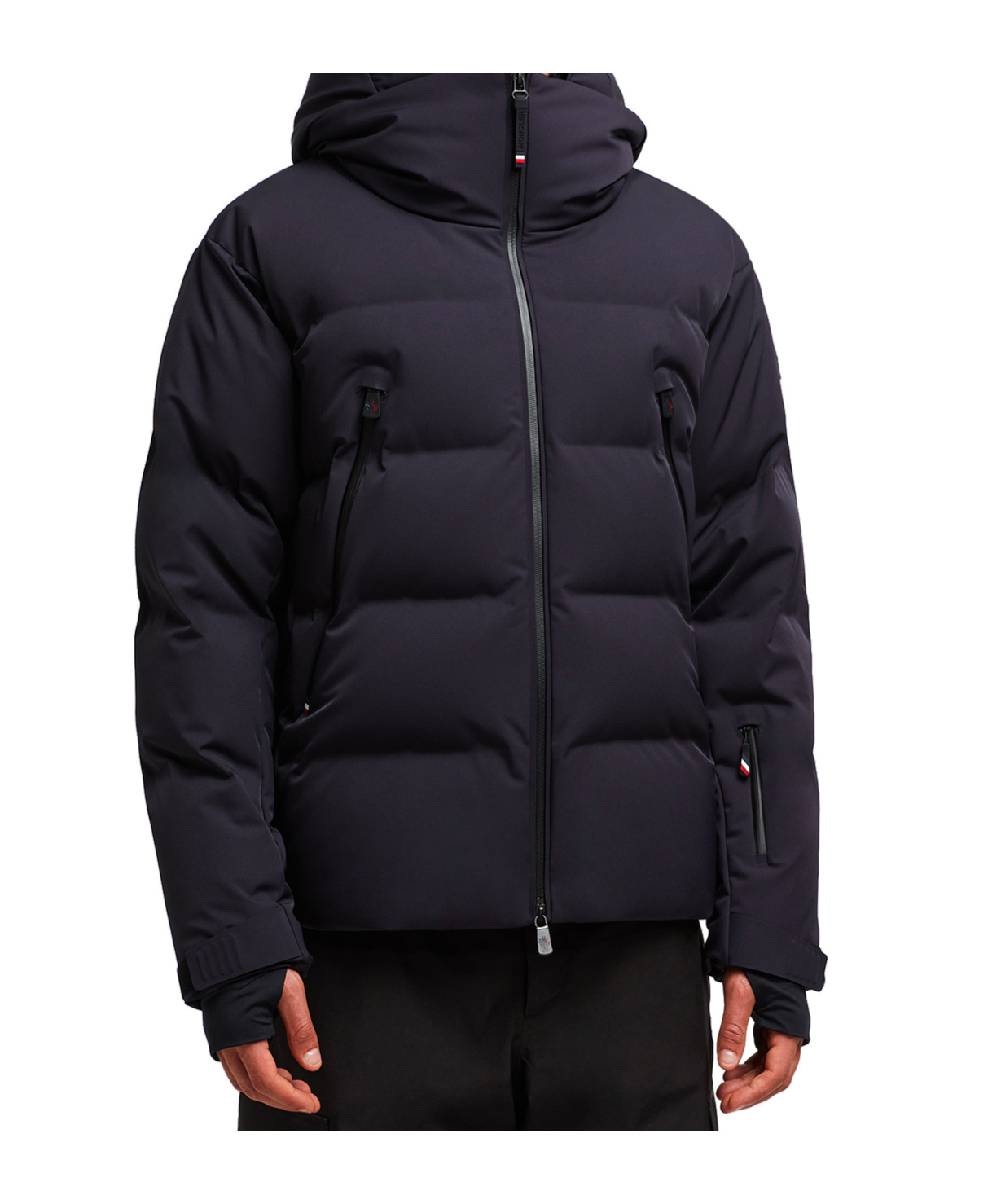 Moncler Long-sleeved Down Jacket In Blue