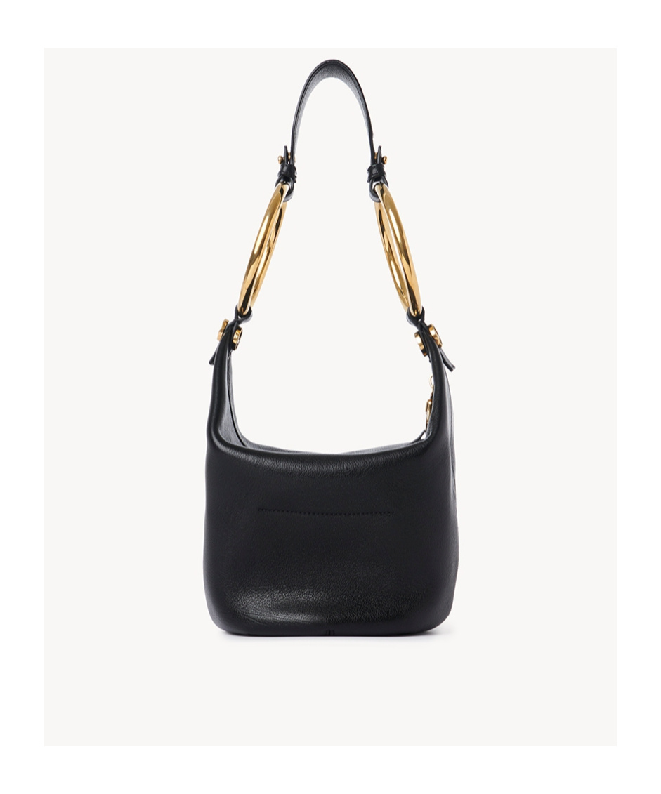 Chloé Bracelet Zip Shoulder Bag In Grained Buffalo Leather In Black