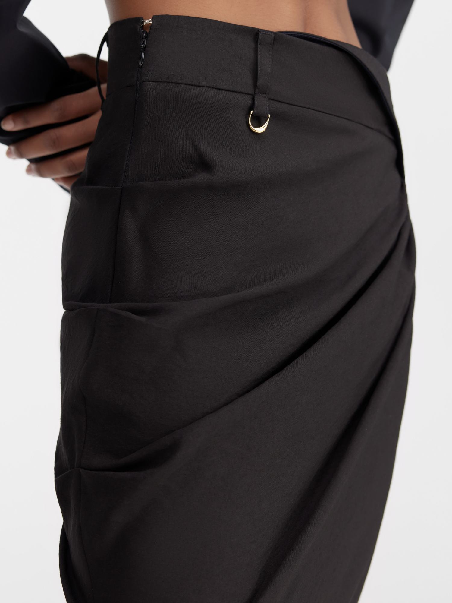 Shop Jacquemus La Jupe Saudade Draped Skirt In Black