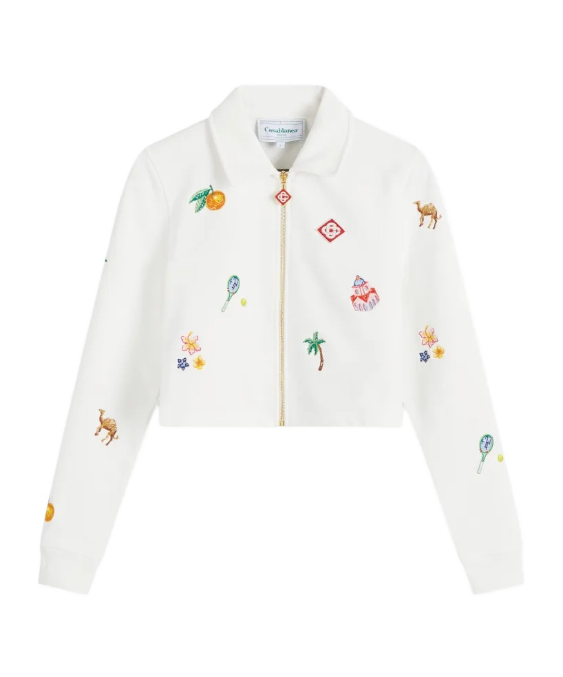 Casablanca Elements En Crayon Cropped Jacket In White