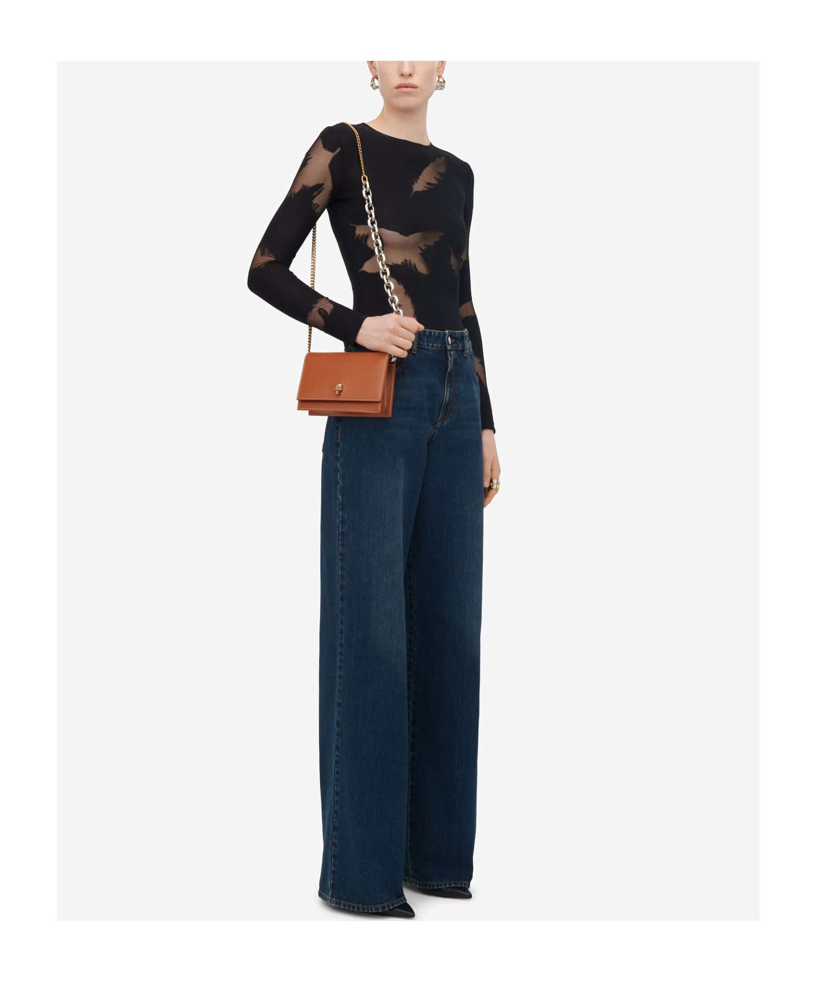 Alexander Mcqueen Small Skull-plaque Leather Crossbody Bag In Brown