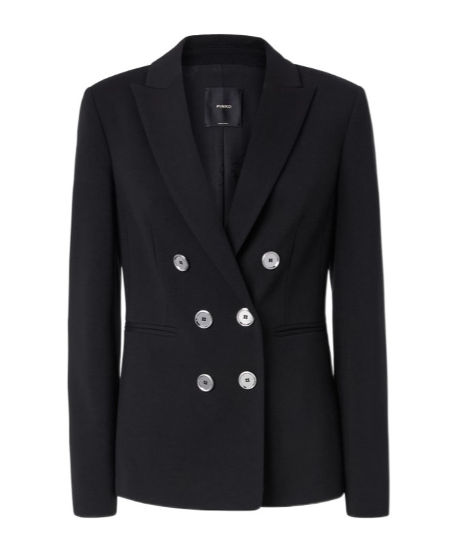 Pinko Double-breasted Blazer In Black