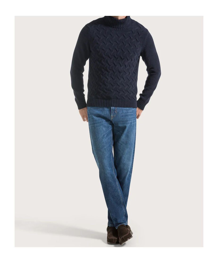 Seventy Roll-neck Cable-knit Sweater In Black