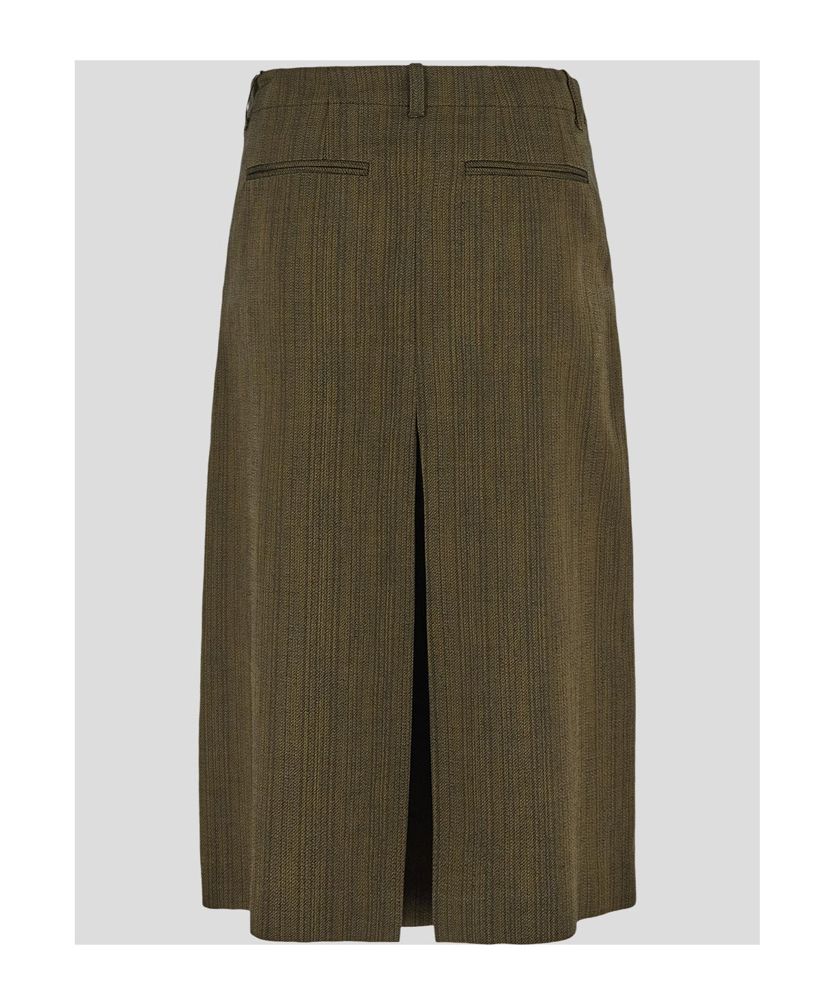 Dries Van Noten Slit-detailed Midi Skirt In Green
