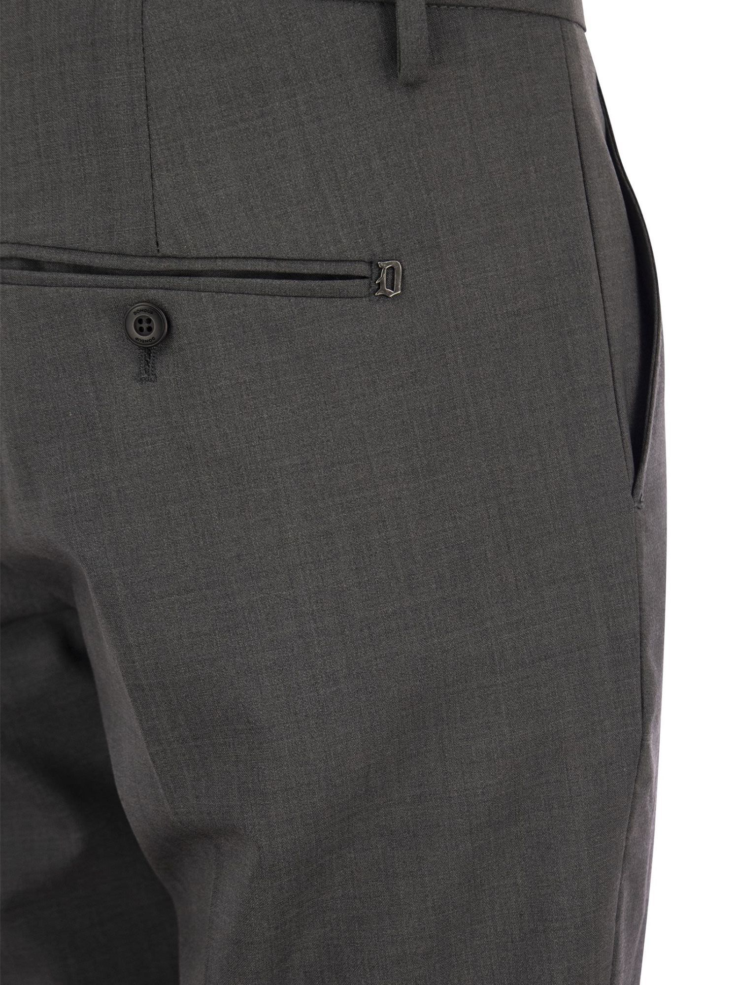 Dondup Cuffed Hem Stretch Cotton Trousers In Gray