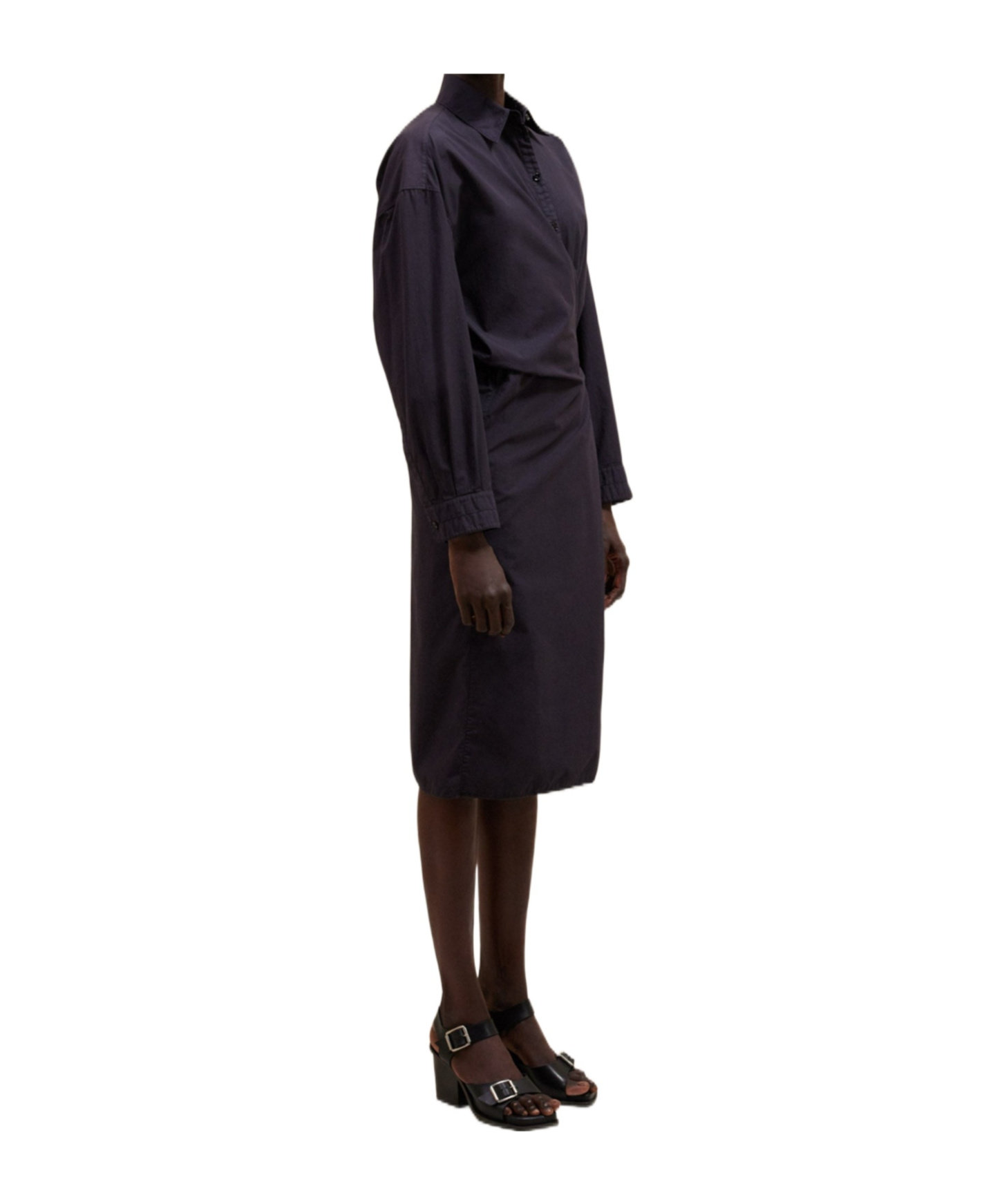 Shop Lemaire Straight-collar Twisted Midi Dress In Black