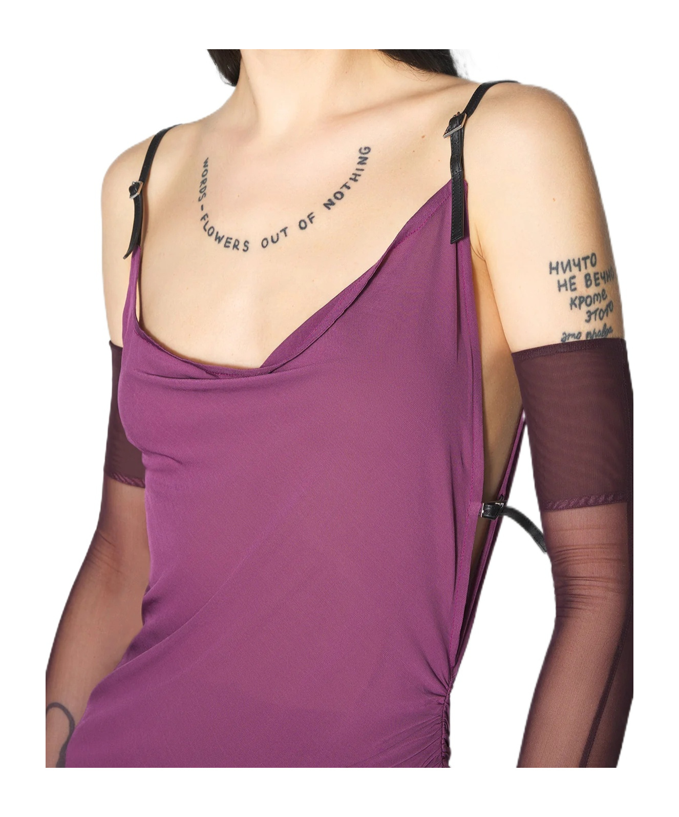 Mugler Side-split Midi Dress In Purple