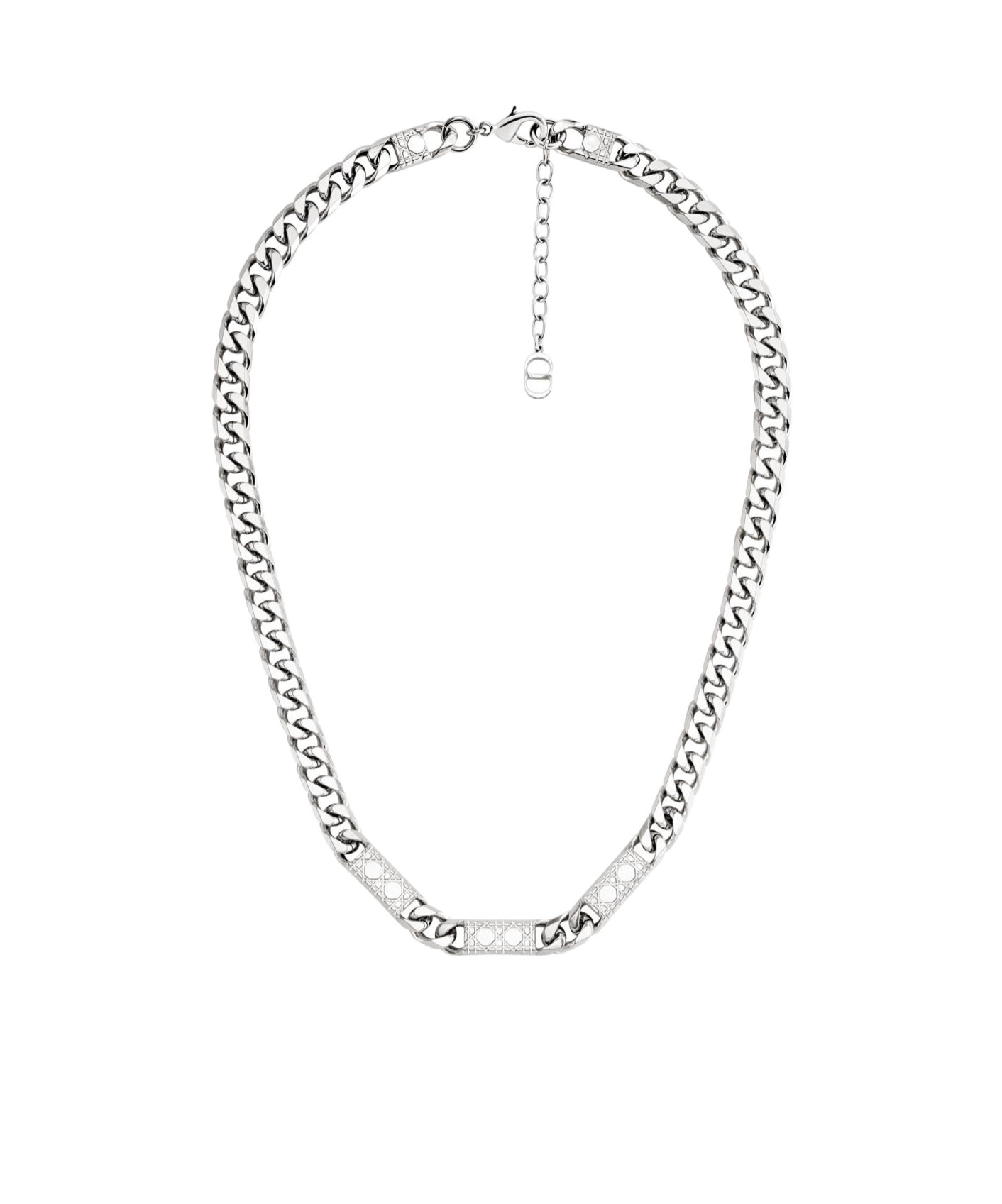 Dior Rattan Checkered Necklace In White