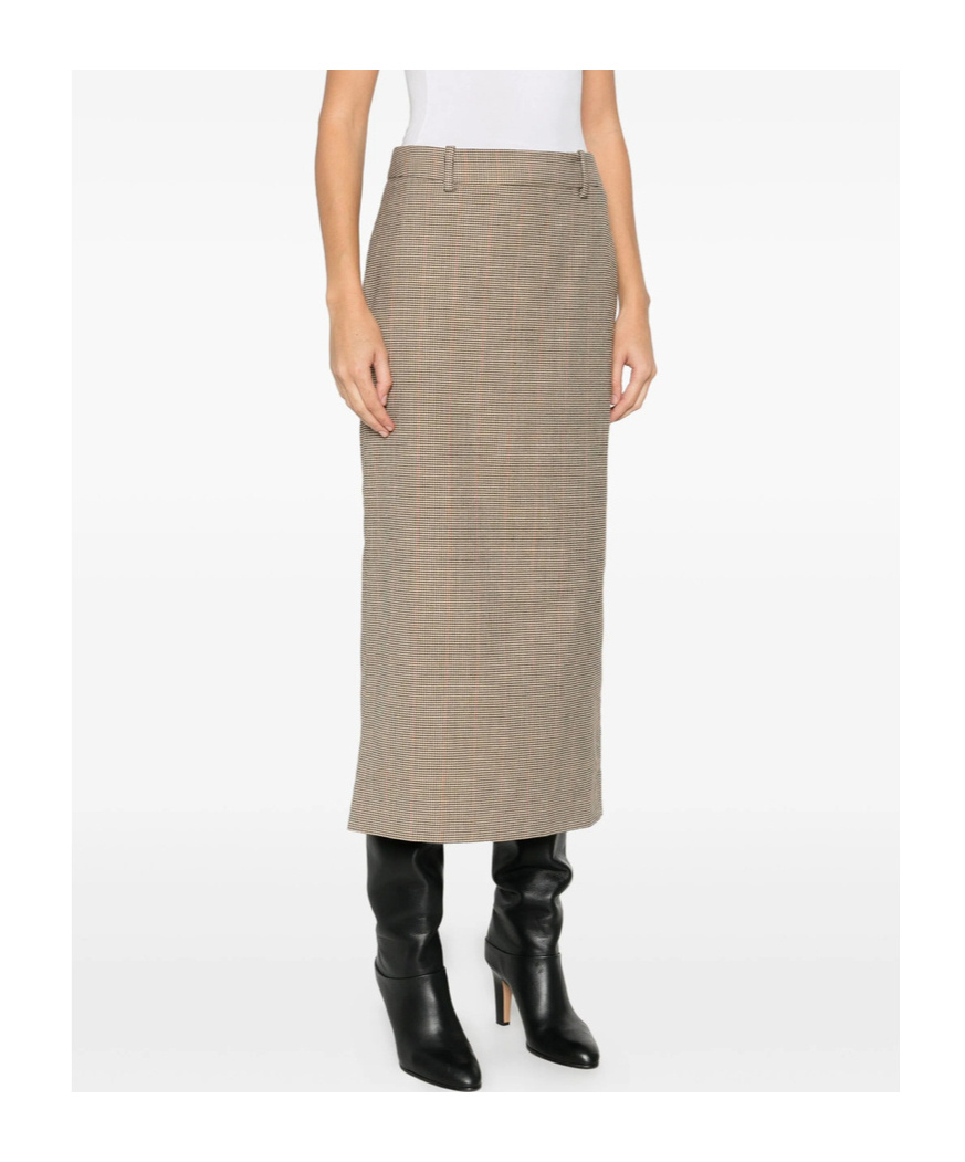 The Frankie Shop Plaid-pattern Midi Skirt In Neutral