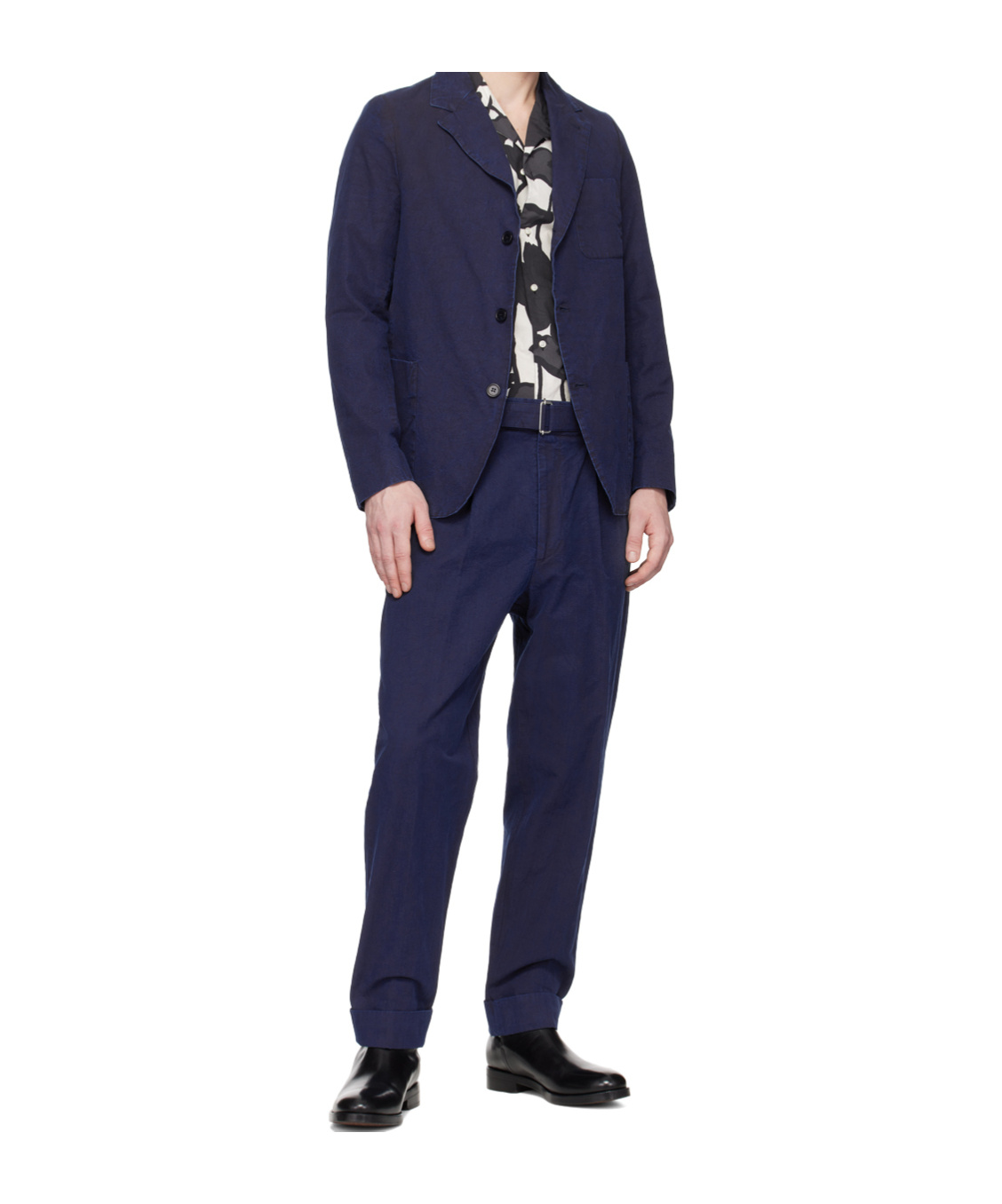 Officine Generale Archer Single-breasted Cotton Suit Jacket In Blue