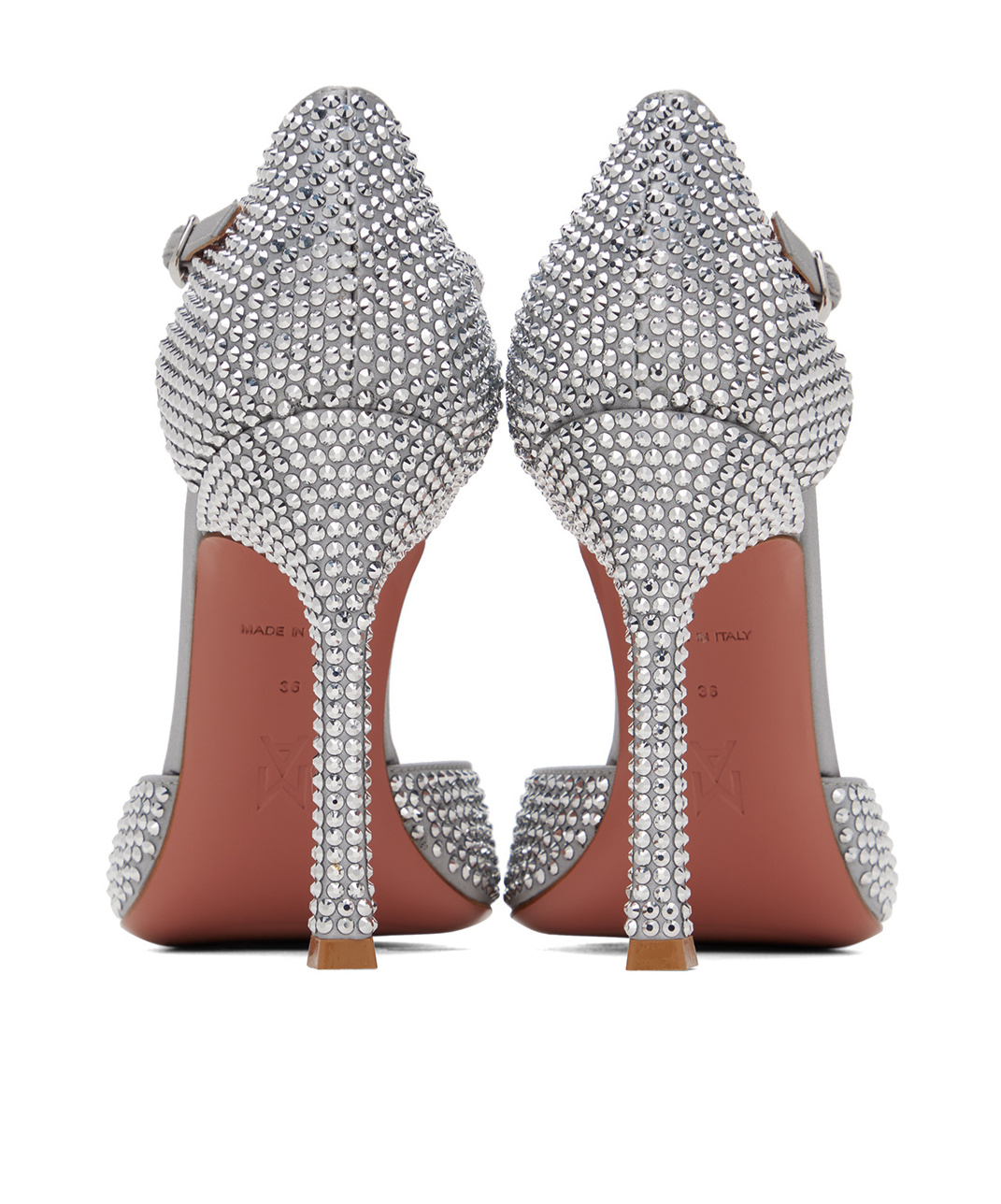 Amina Muaddi Pointed Shallow-mouthed High-heeled Shoes In Gray