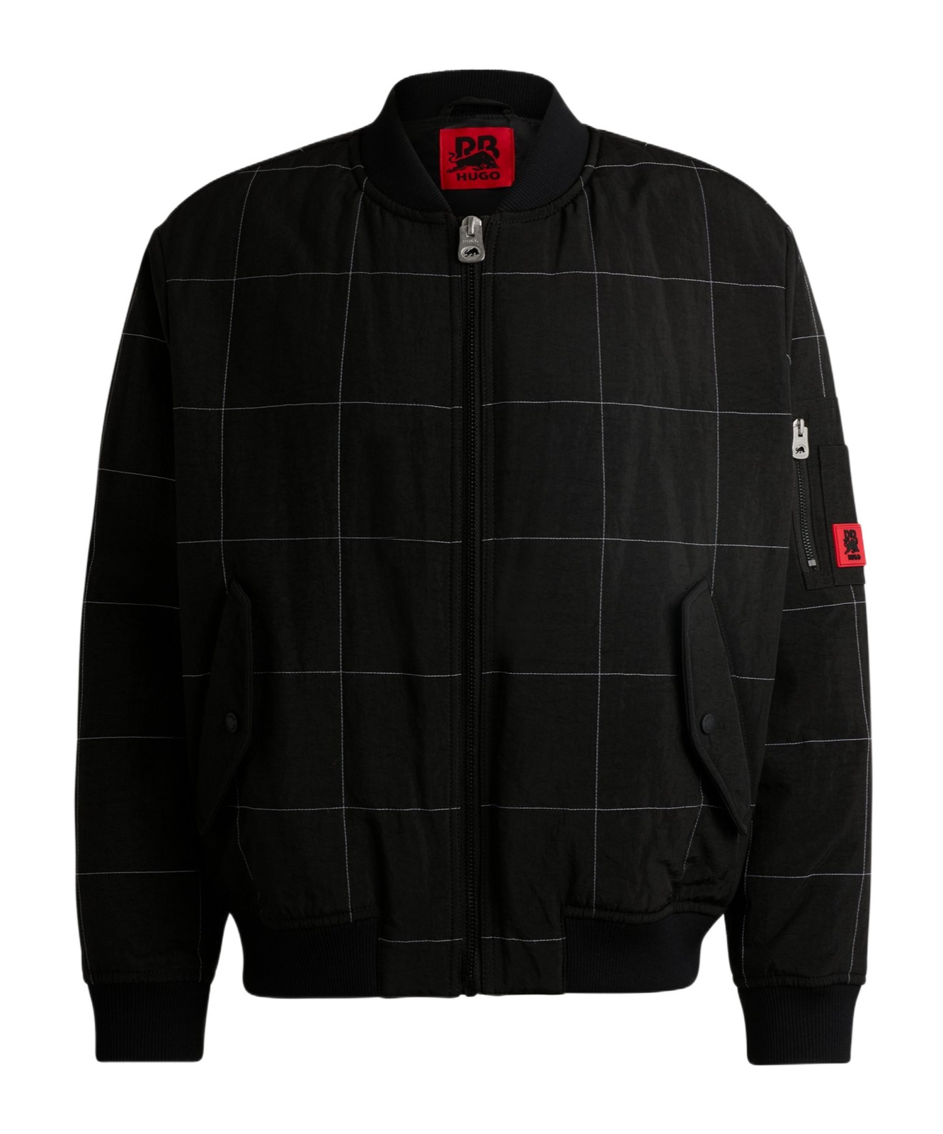 Hugo Boss X Rb Water-repellent Bomber Jacket With Grid Quilting In Black