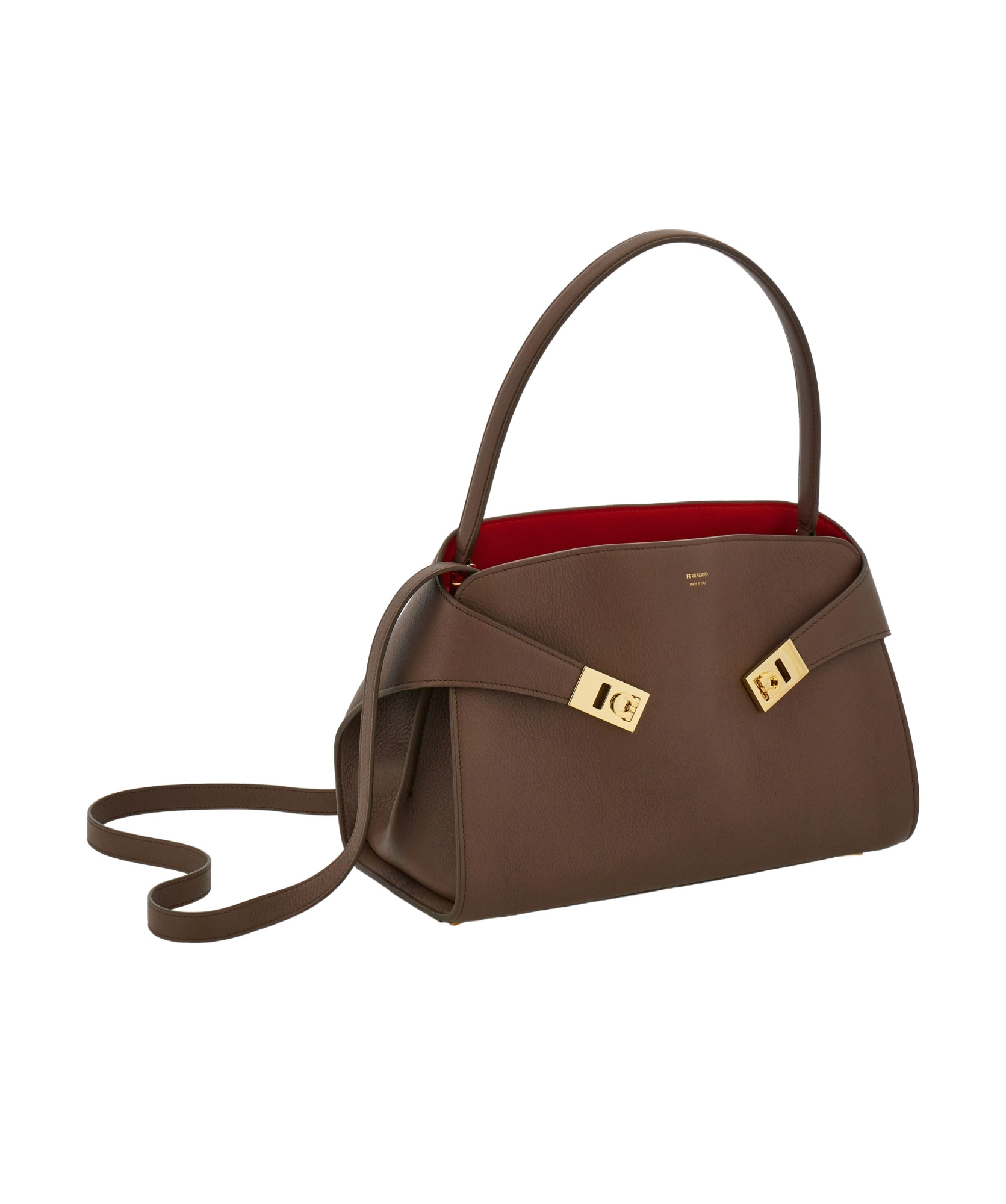 Ferragamo Two-tone Structured Medium Shoulder Bag In Green
