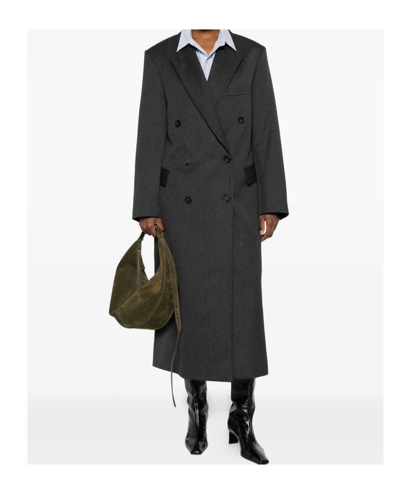 The Frankie Shop Jane Double-breasted Coat In Black