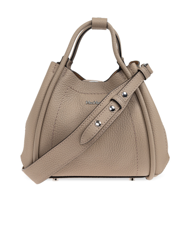 Max Mara Logo Plaque Top Handle Bag In Nude