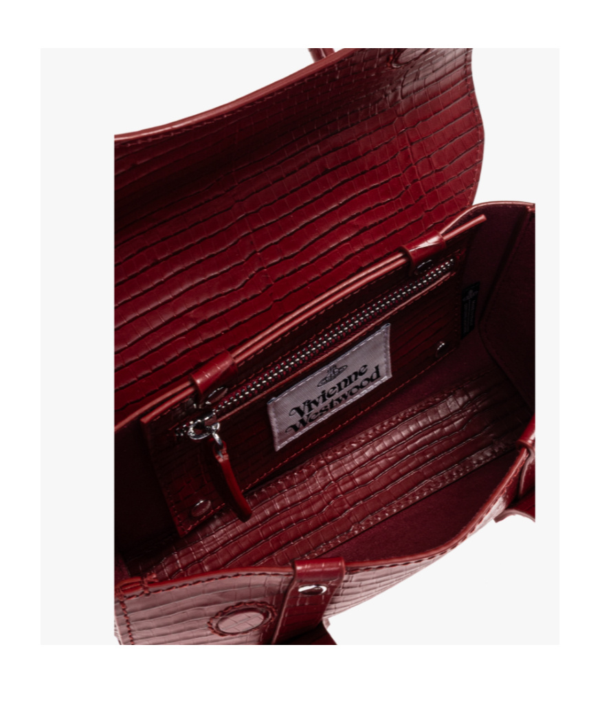 Vivienne Westwood Bettina Mini Croc-effect Leather Tote Bag In Red