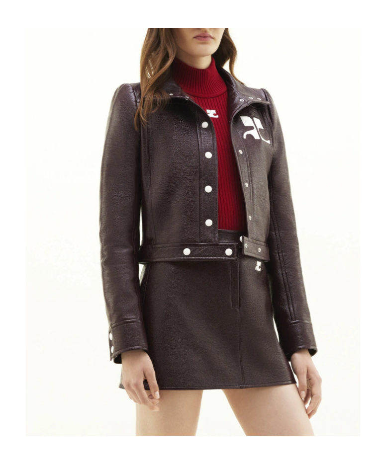 Shop Courrèges Logo-patch Cropped Jacket In Red