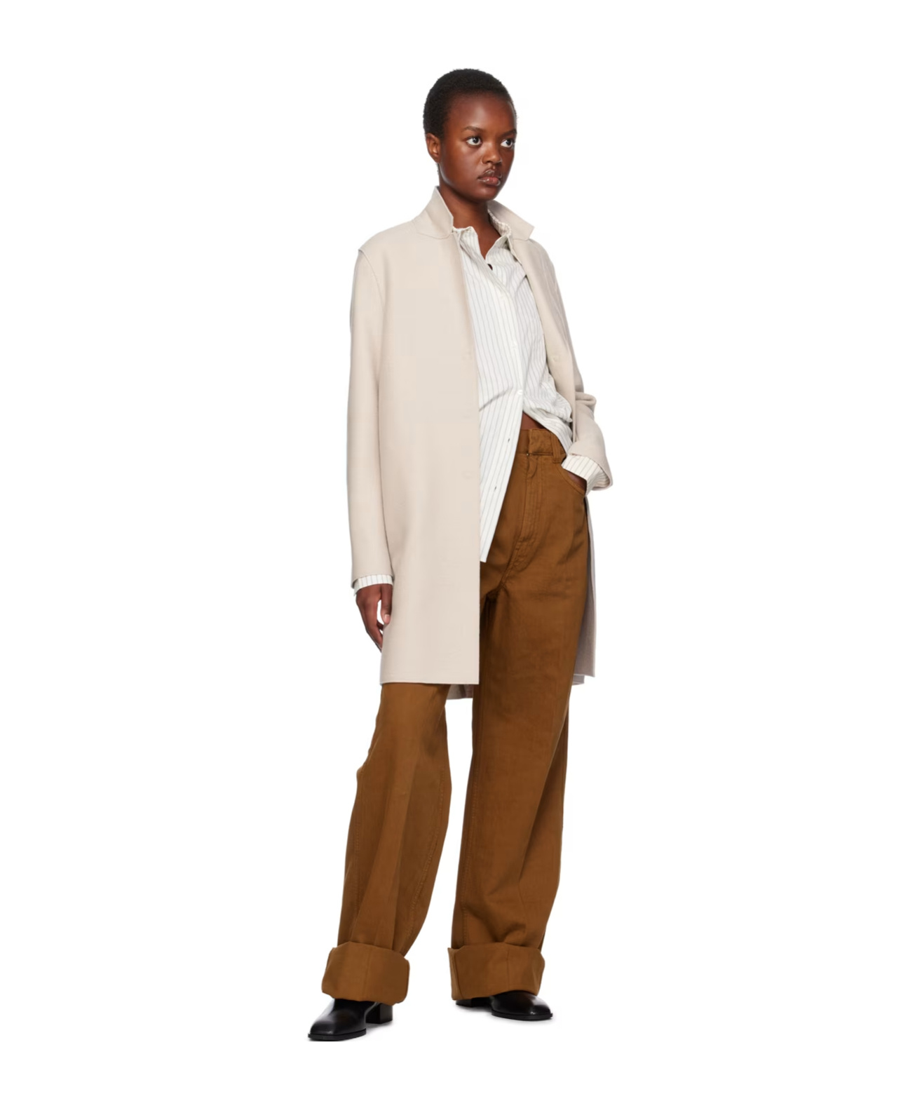 Harris Wharf London Notched Lapel Coat In Nude