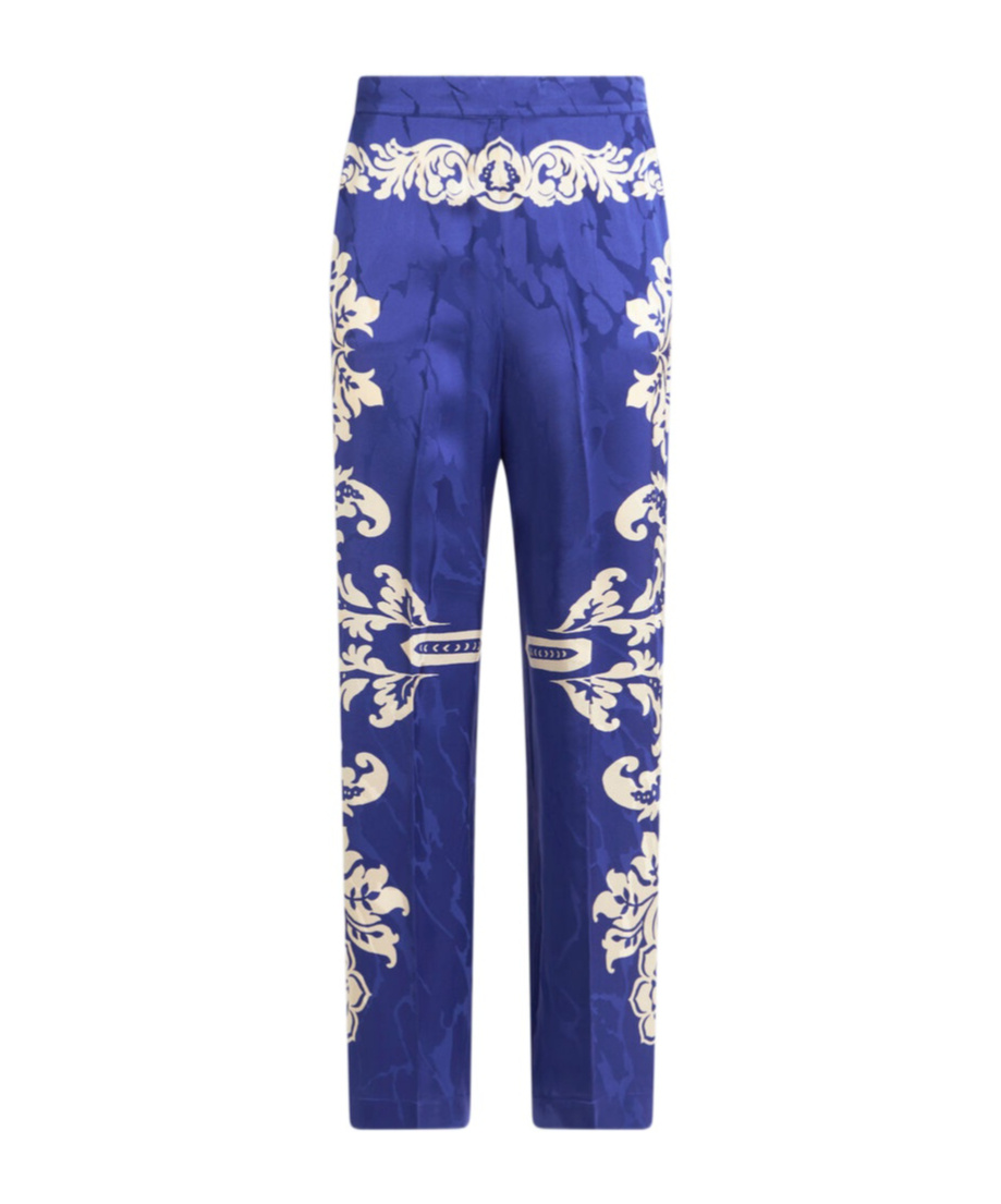 Etro Patterned Trousers With Elastic Waistband And Embellishments In Blue