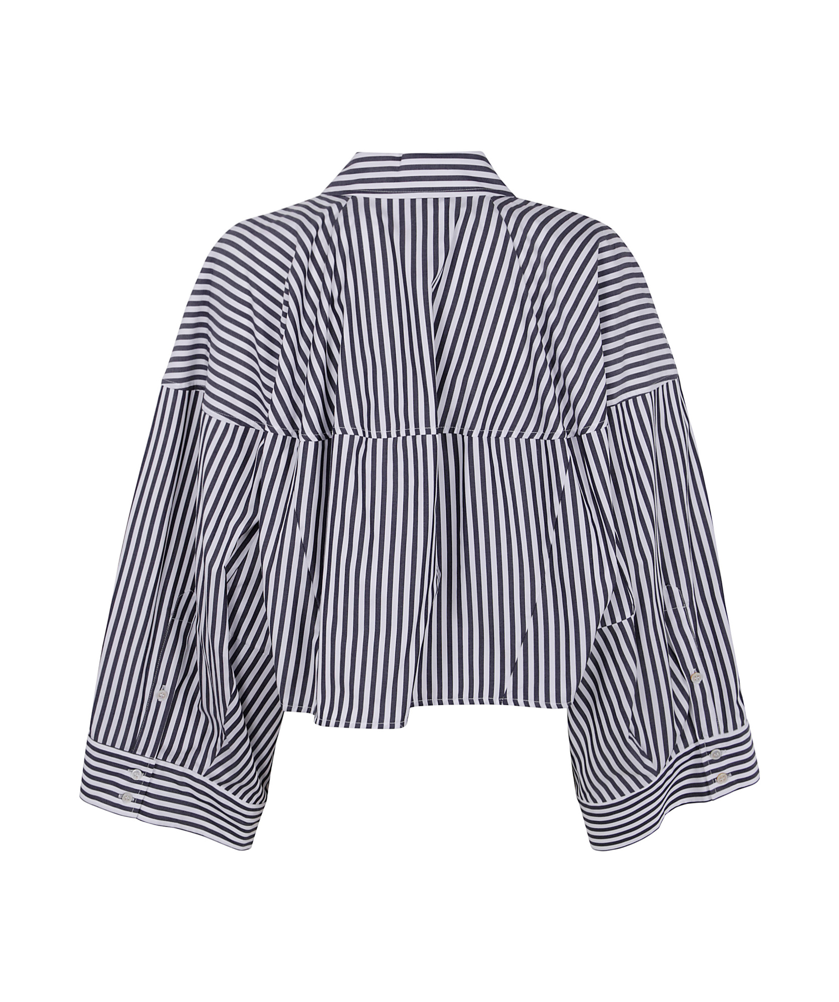 Erika Cavallini Wide Striped Cotton Shirt In Black
