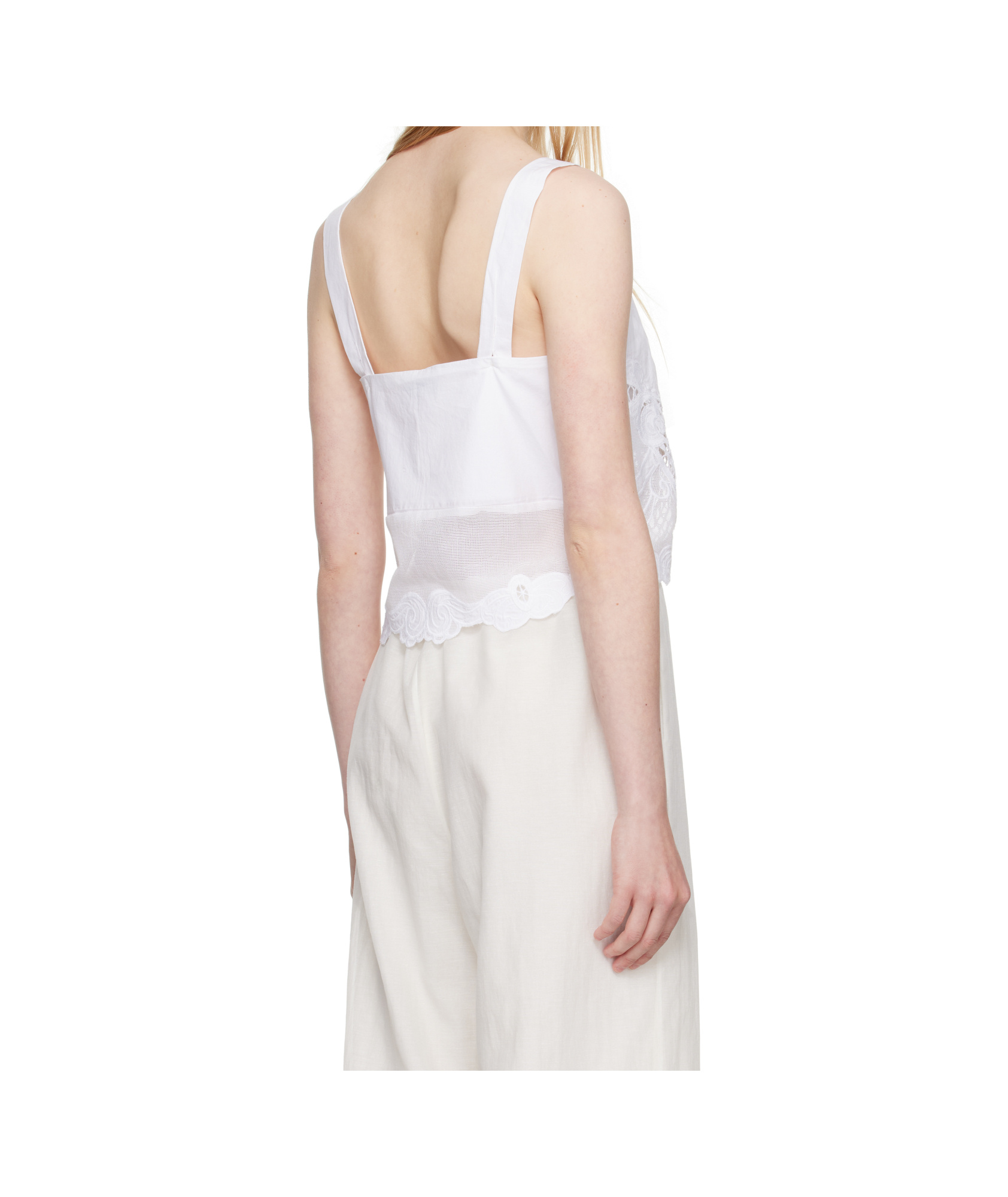 Rag & Bone White Clem Lace-trim Poplin Tank Top