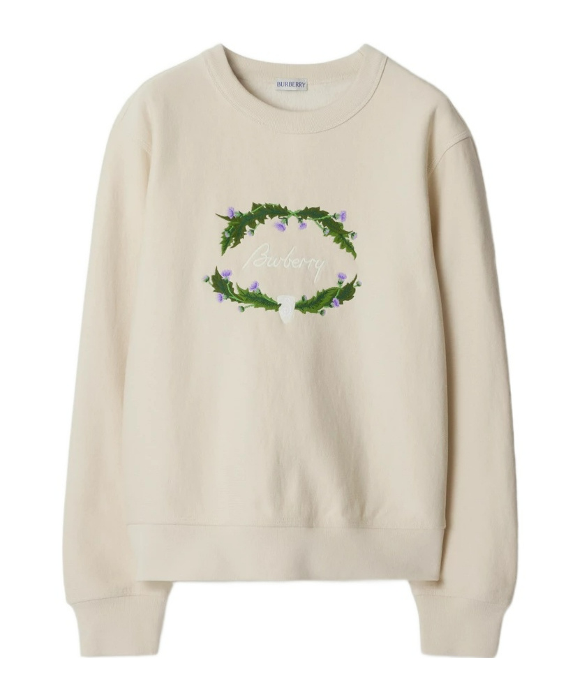 Burberry Off-white Thistle Logo Sweatshirt In Nude