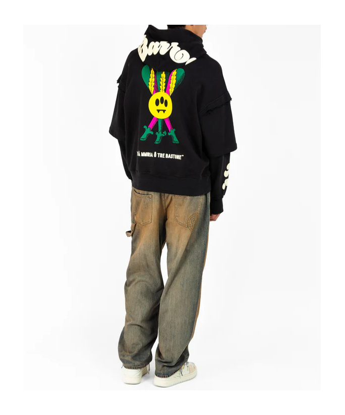 Barrow Layered Graphic-print Hoodie In Black