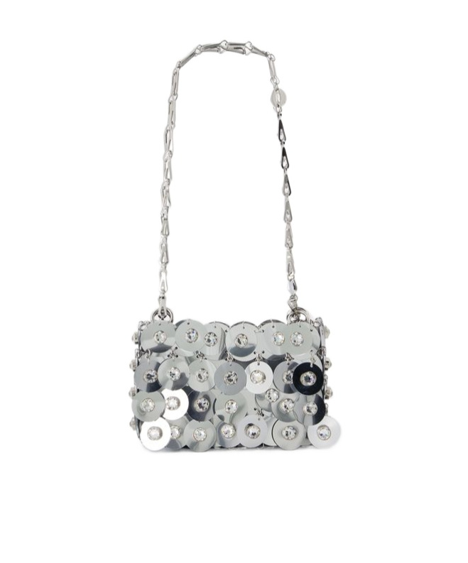 Rabanne Paco  Sparkle Disc Shoulder Bag In Gray