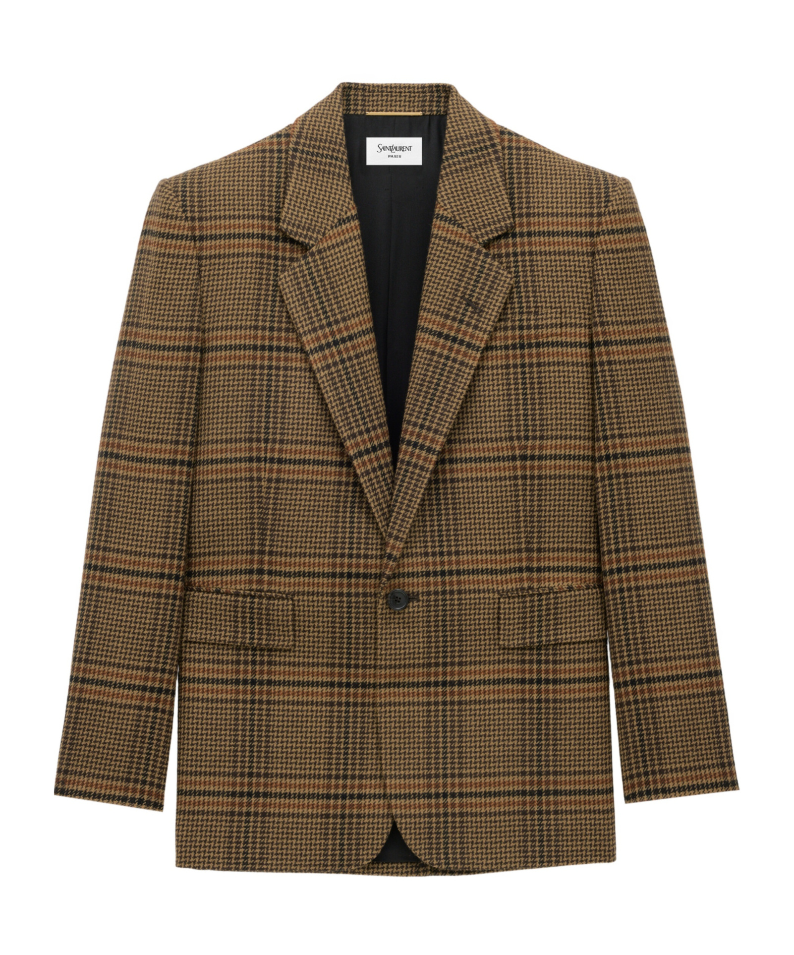 Saint Laurent Jacket In Prince Of Wales Wool In Brown
