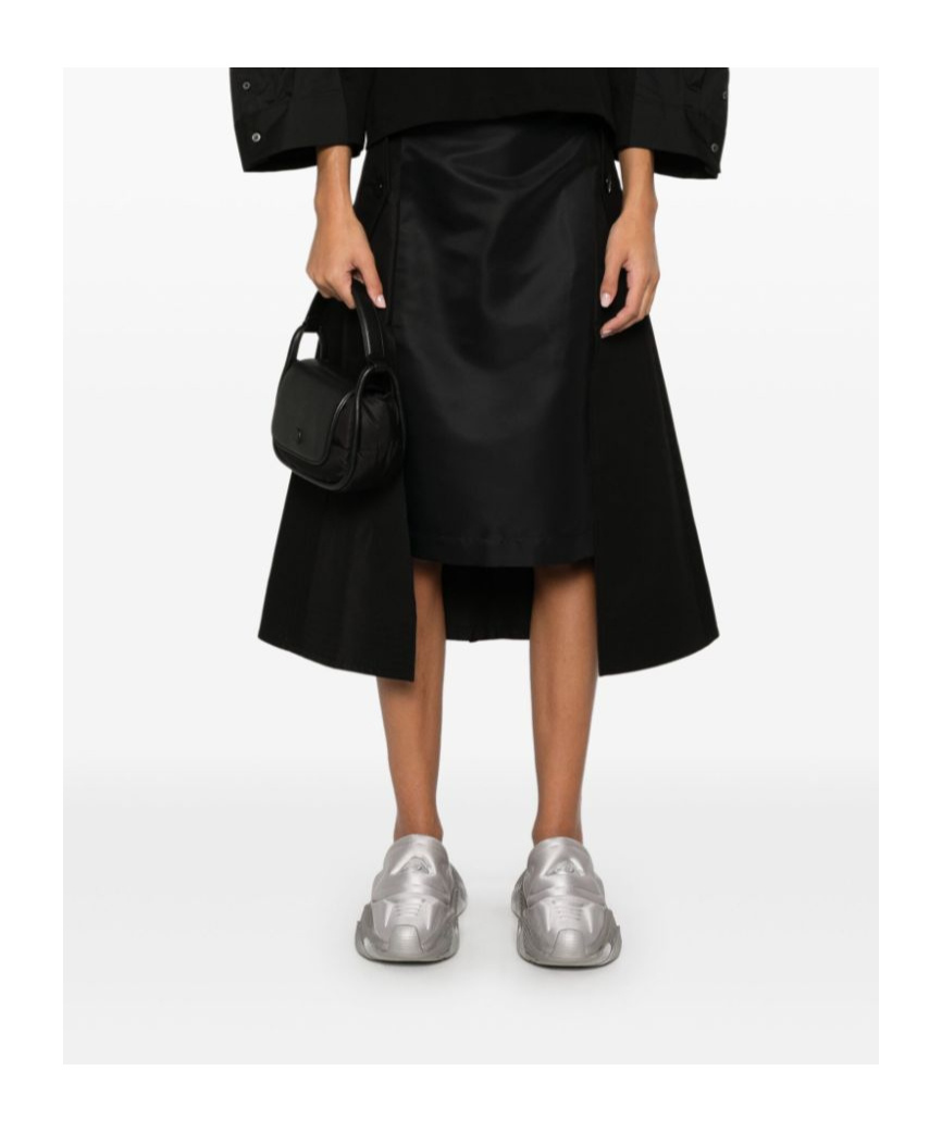 Sacai Twill Midi Skirt In Black