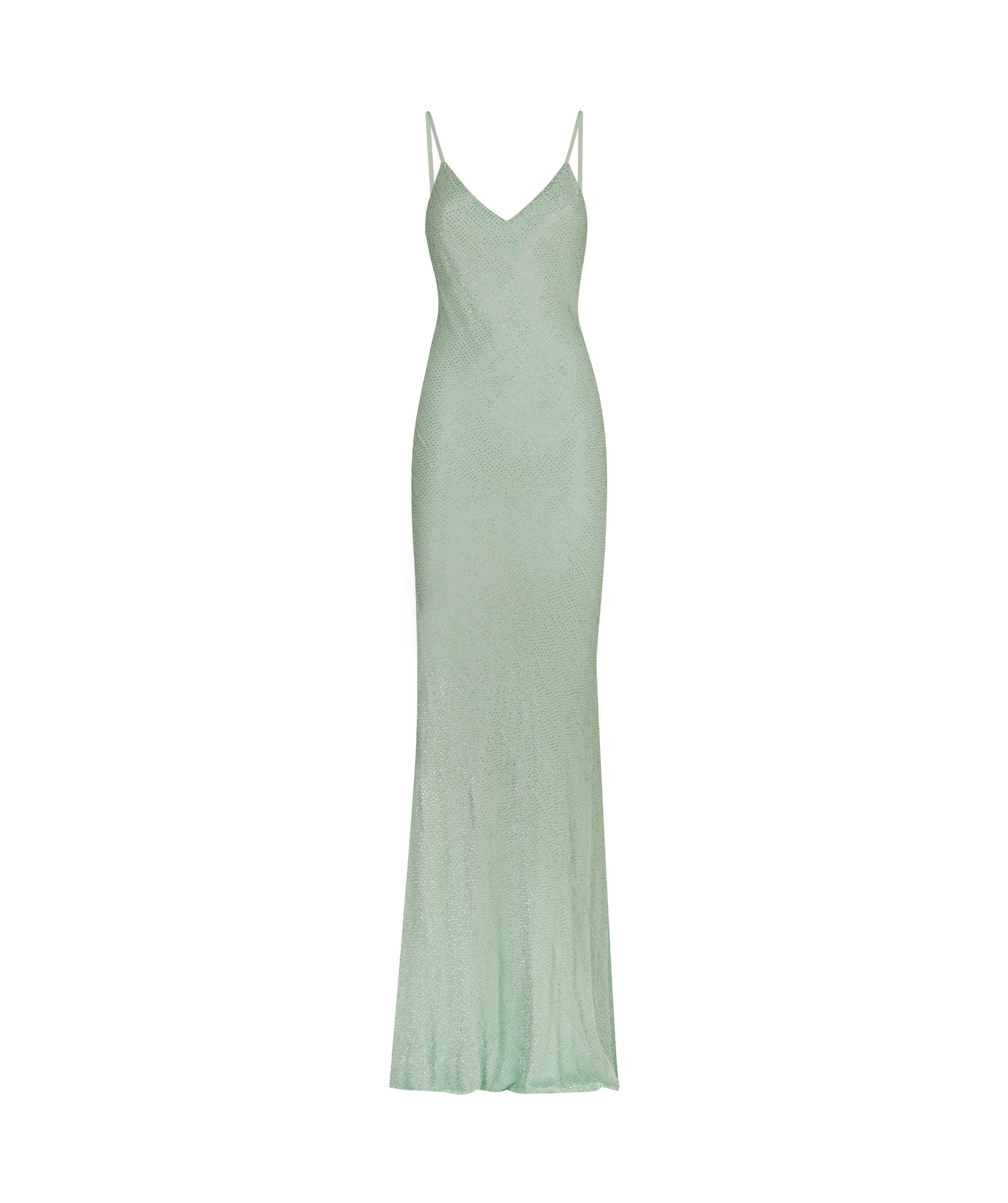 Elisabetta Franchi Rhinestone Embellished Velvet Dress With Spaghetti Straps In Green