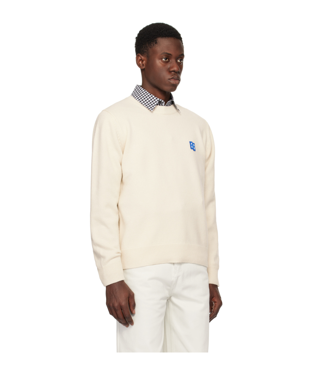 Ader Error Off-white Dropped Shoulder Sweater In White