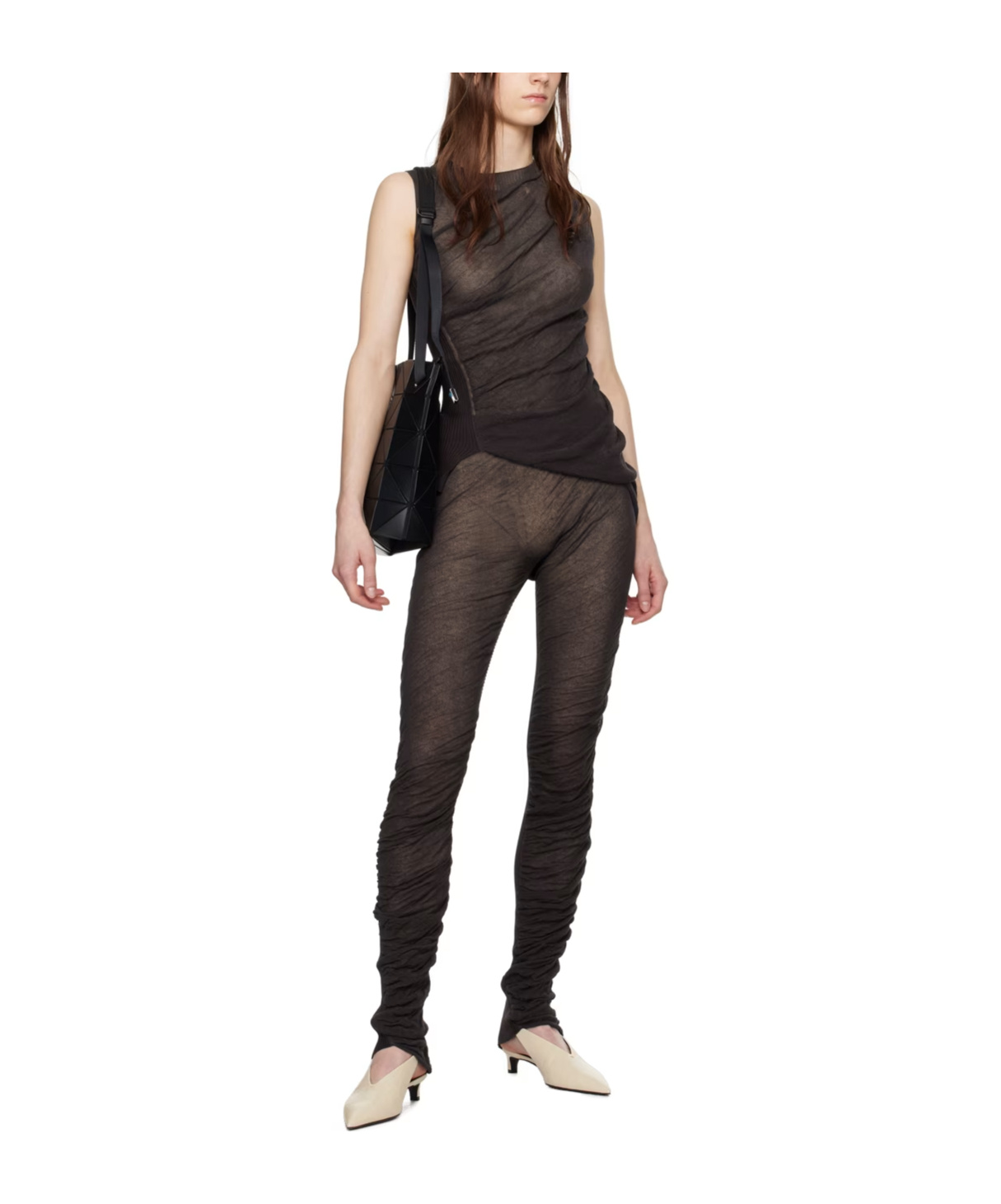 Issey Miyake Ambious Pleated Leggings In Black