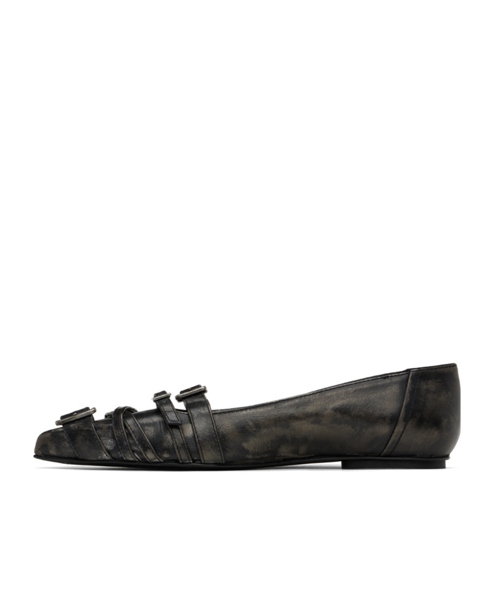 Acne Studios Pin-button Ballet Flats In Black
