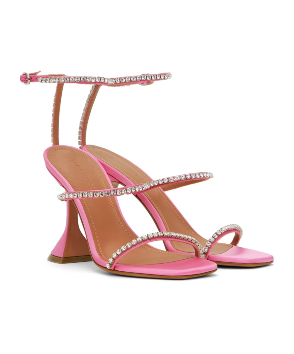 AMINA MUADDI GILD CRYSTAL EMBELLISHED HIGH-HEELED SANDALS 