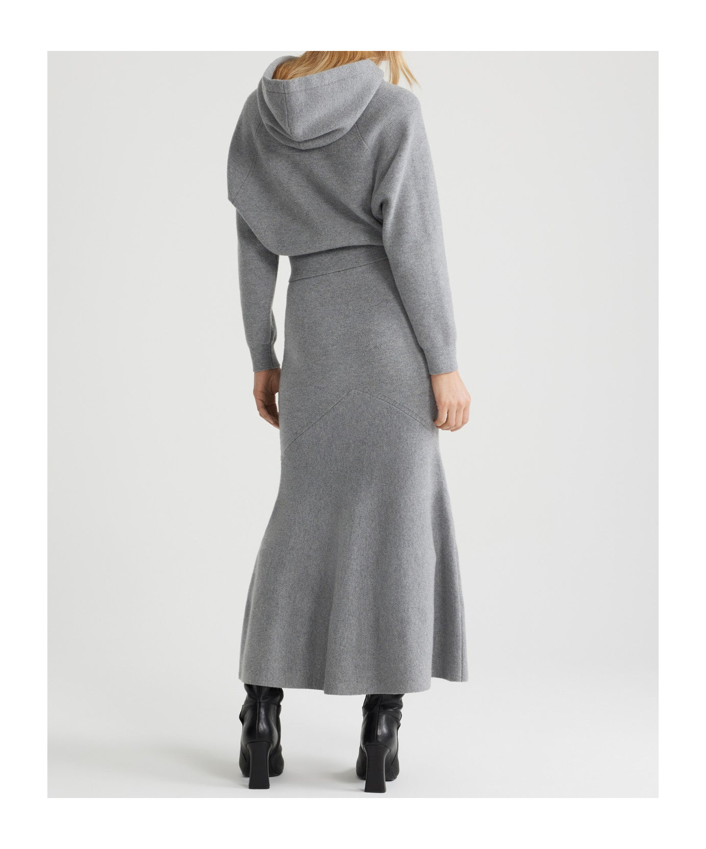 Patou Peplum Midi Skirt In Gray