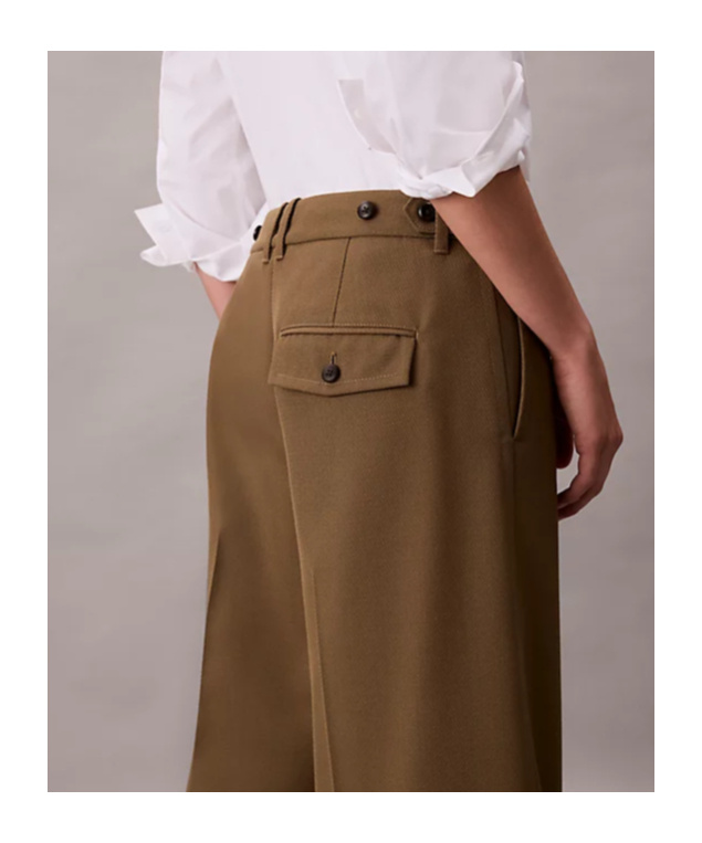 Calvin Klein Wool Gabardine Wide Leg Trousers In Brown