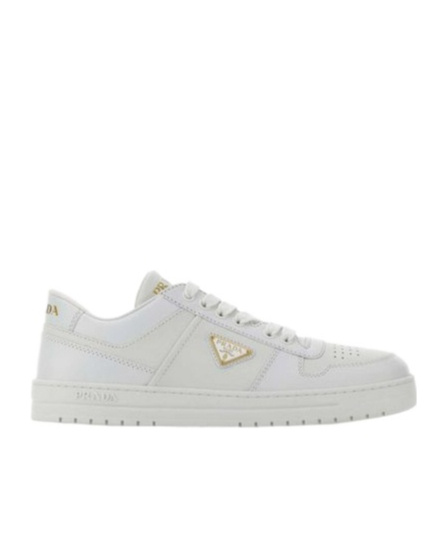 Prada Leather Sneakers Downtown Rubber Sole Perforated Toe