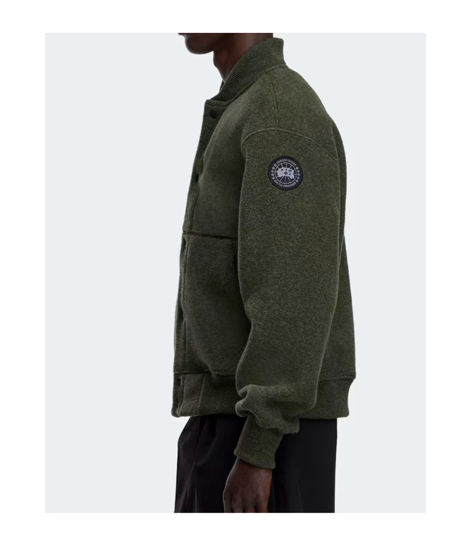 Canada Goose Fleece Bomber Jacket With Ribbed Collar And Cuffs In Green