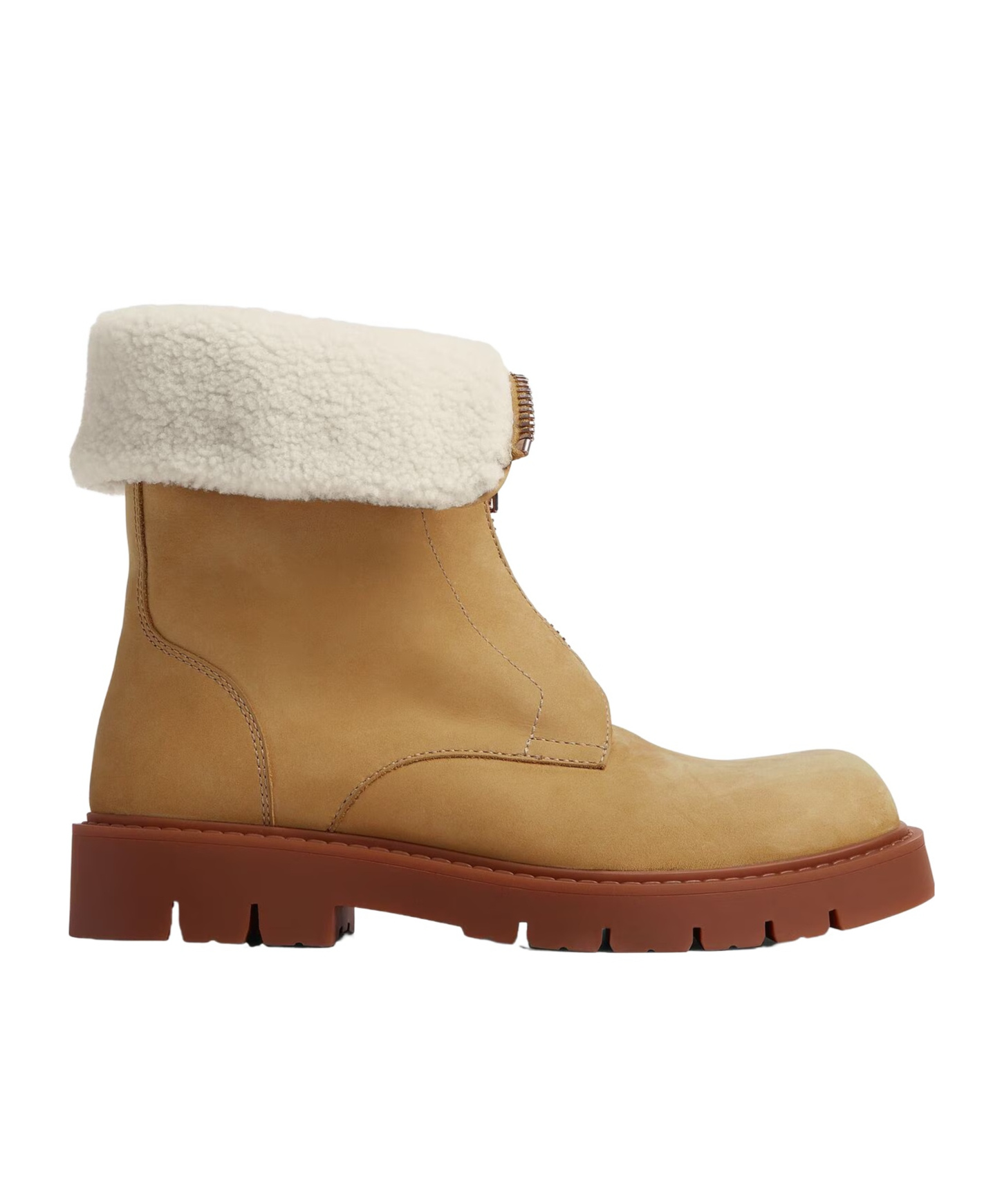 Bottega Veneta Haddock Shearling-lined Nubuck Ankle Boots In Brown